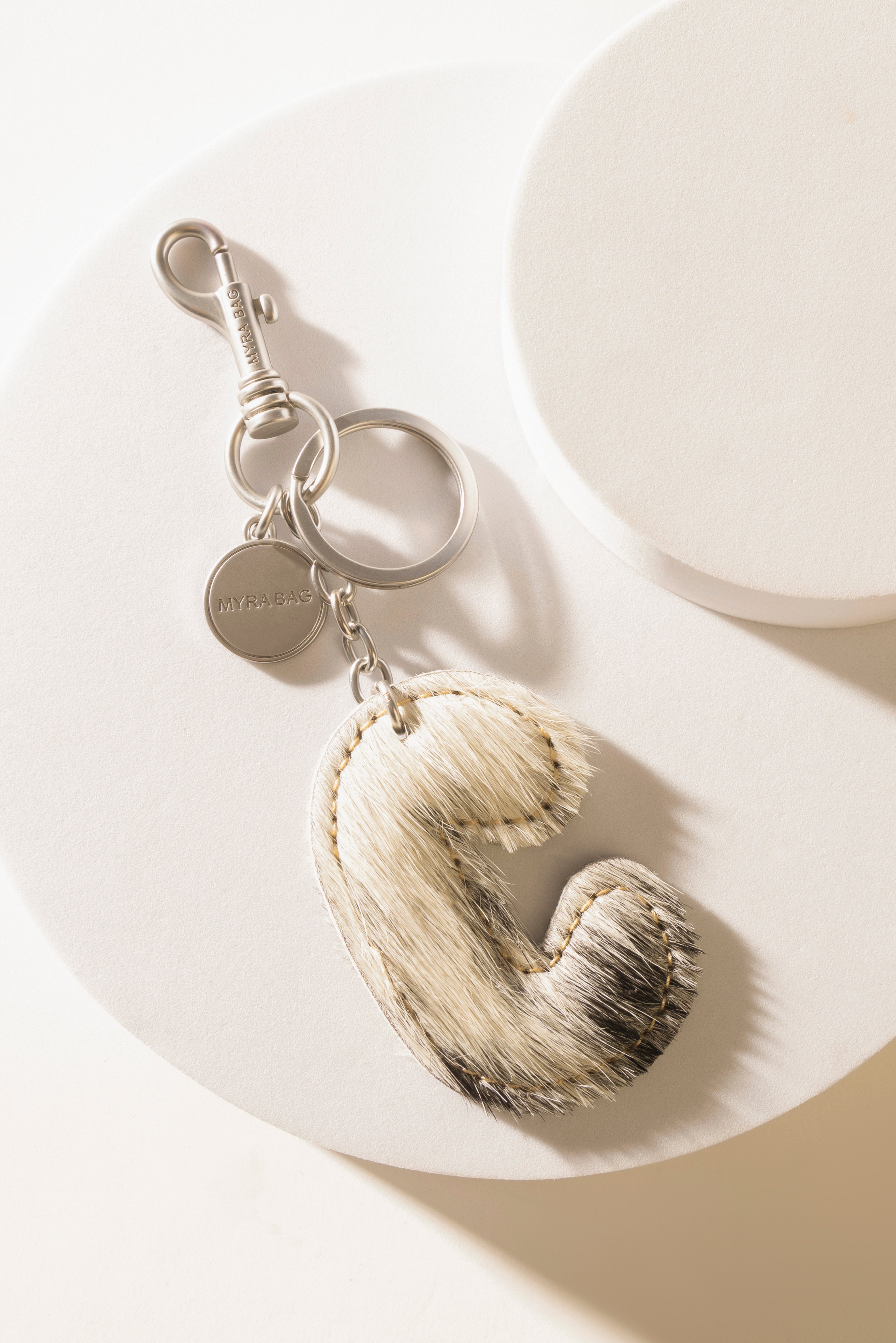 Alpha 'C' Hairon Bag Charm in Black & White
