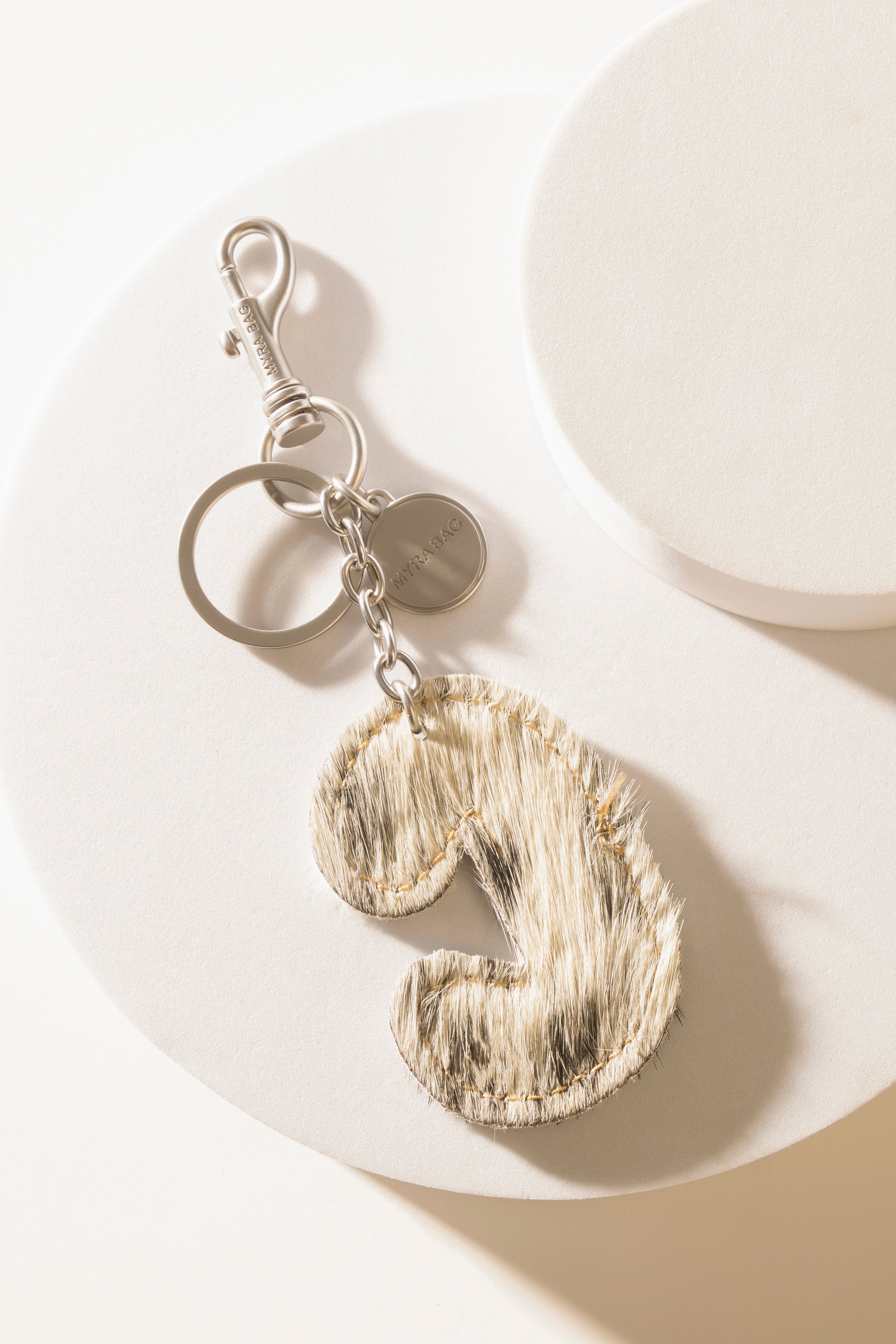 Alpha 'C' Hairon Bag Charm in Black & White