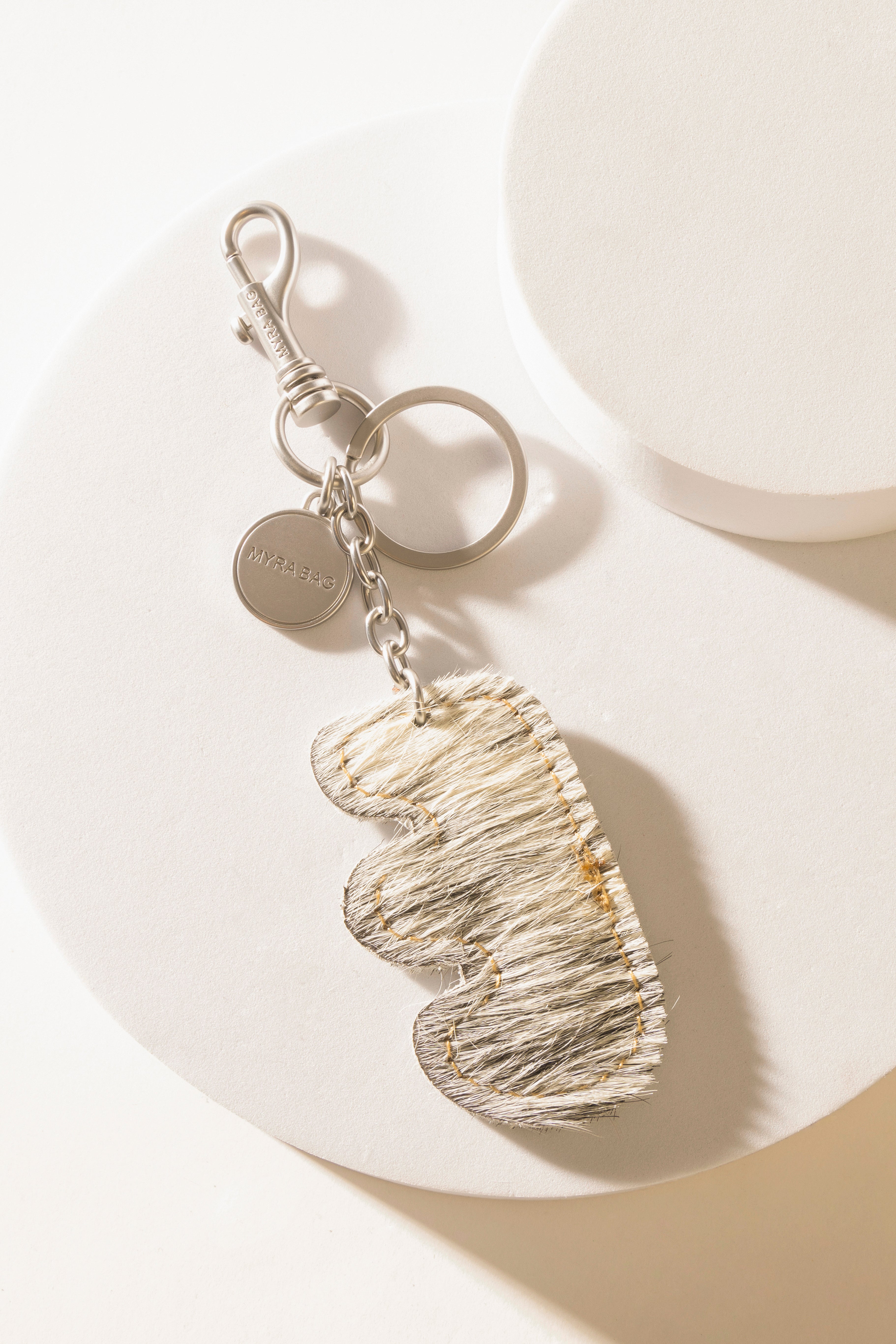 Alpha 'E' Hairon Bag Charm in Black & White