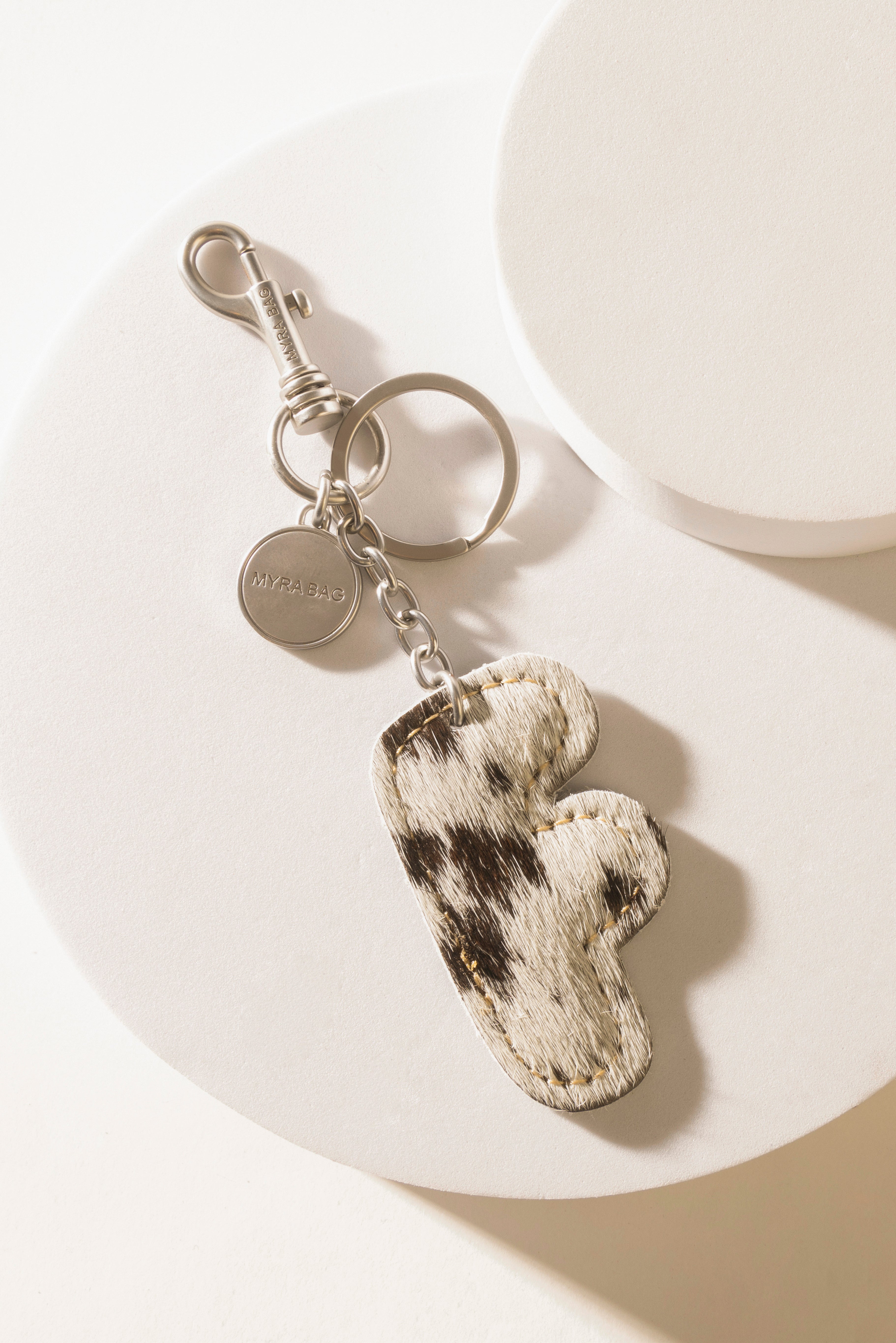 Alpha 'F' Hairon Bag Charm in Black & White