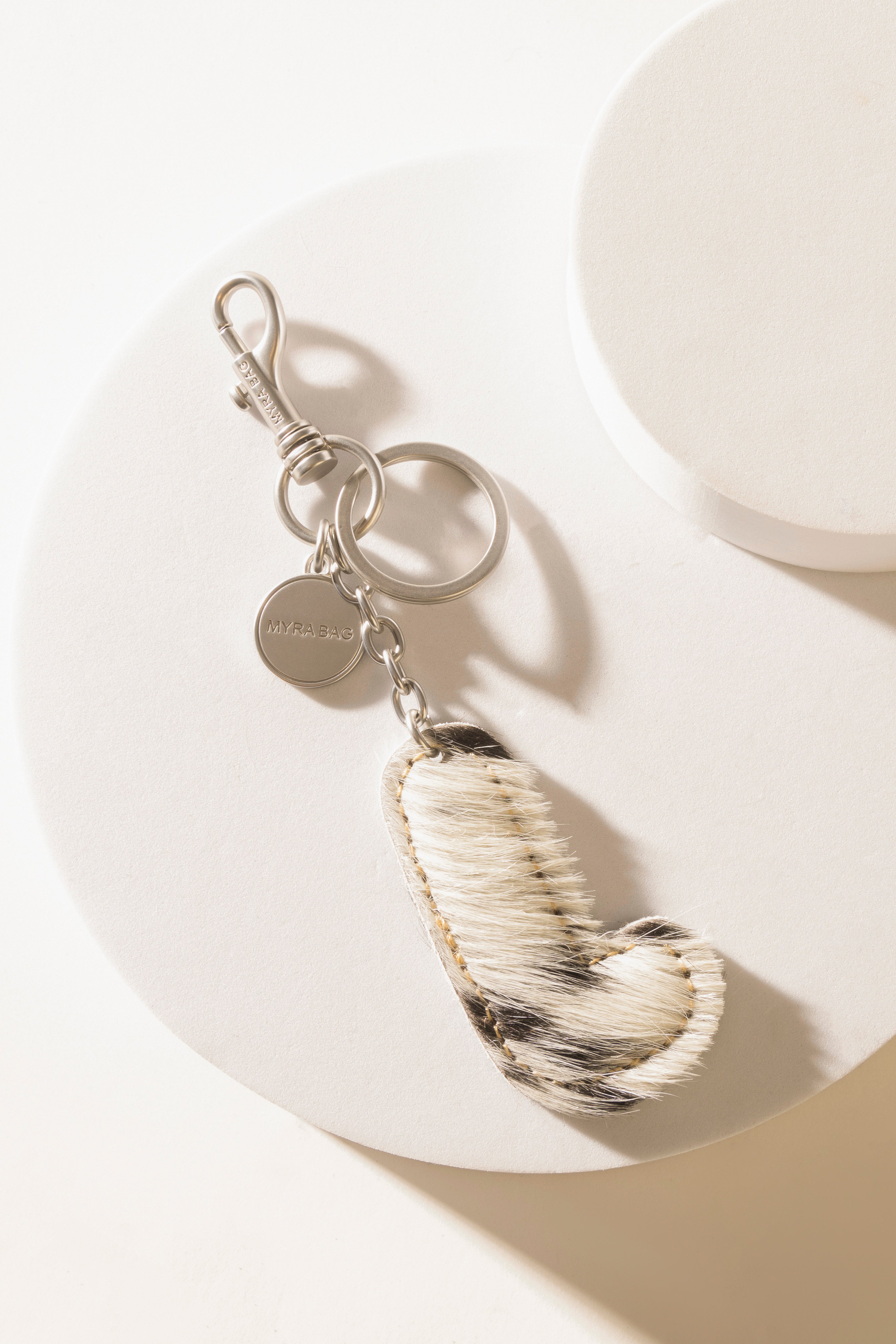 Alpha 'L' Hairon Bag Charm in Black & White