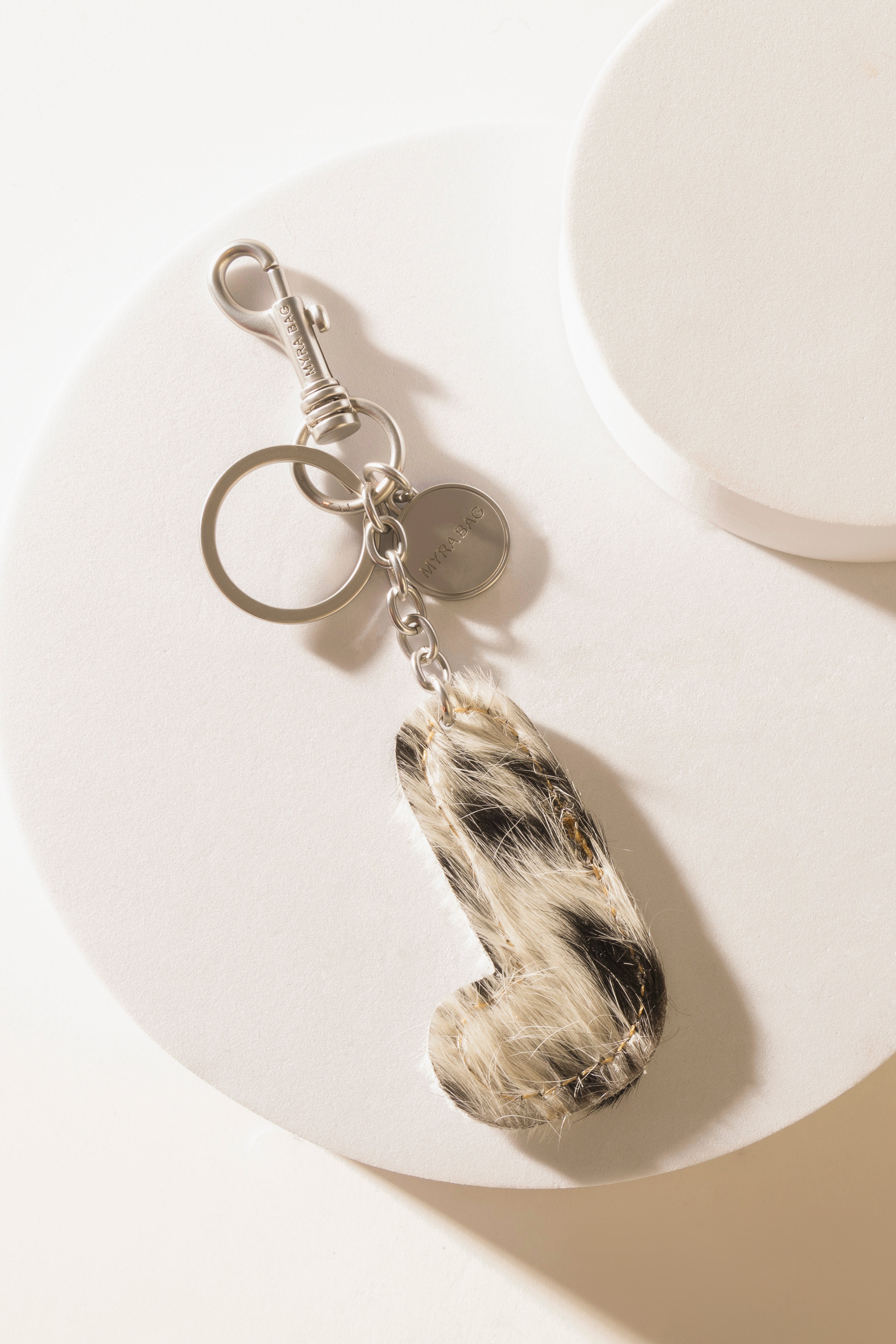 Alpha 'L' Hairon Bag Charm in Black & White