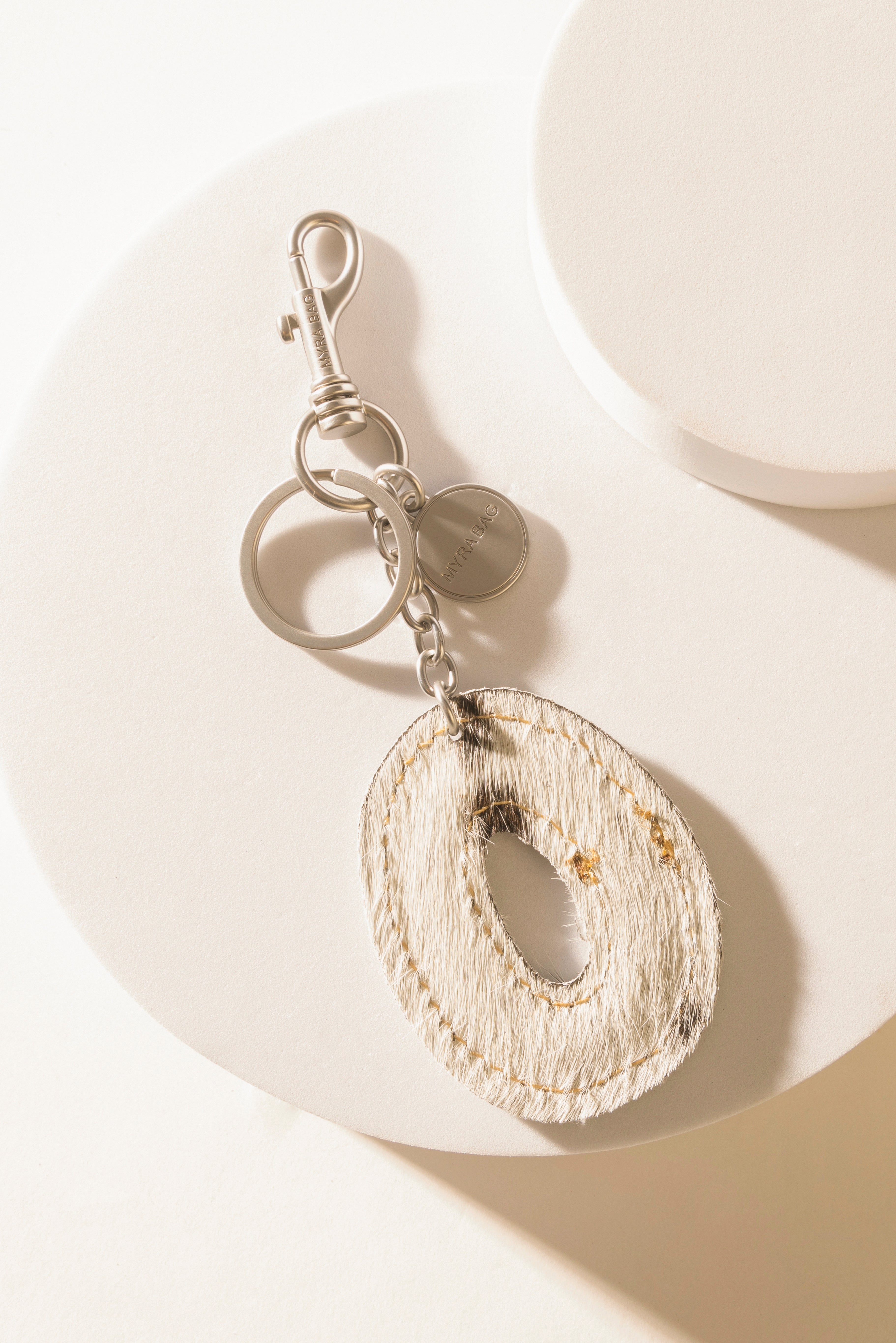 Alpha 'O' Hairon Bag Charm in Black & White