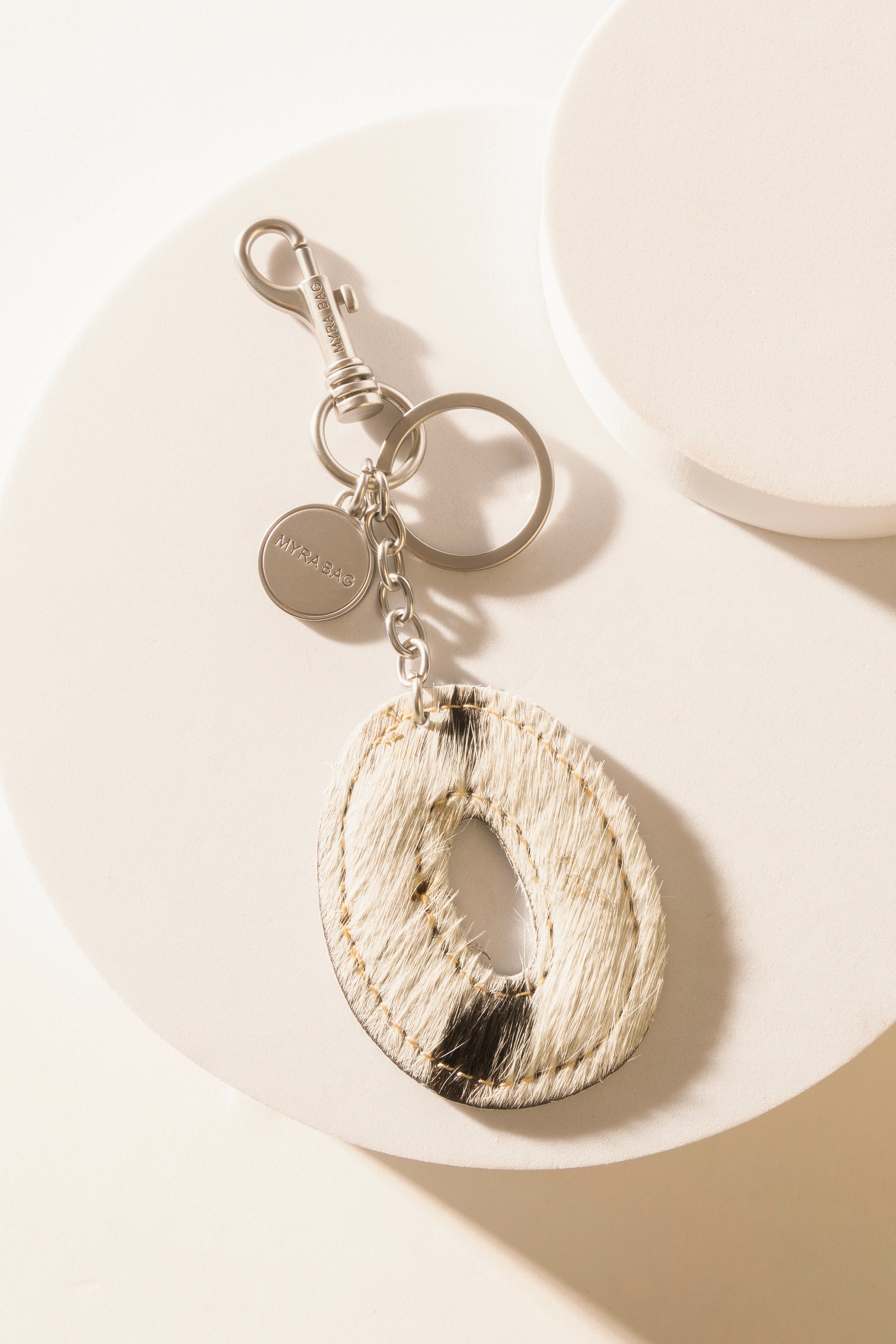Alpha 'O' Hairon Bag Charm in Black & White