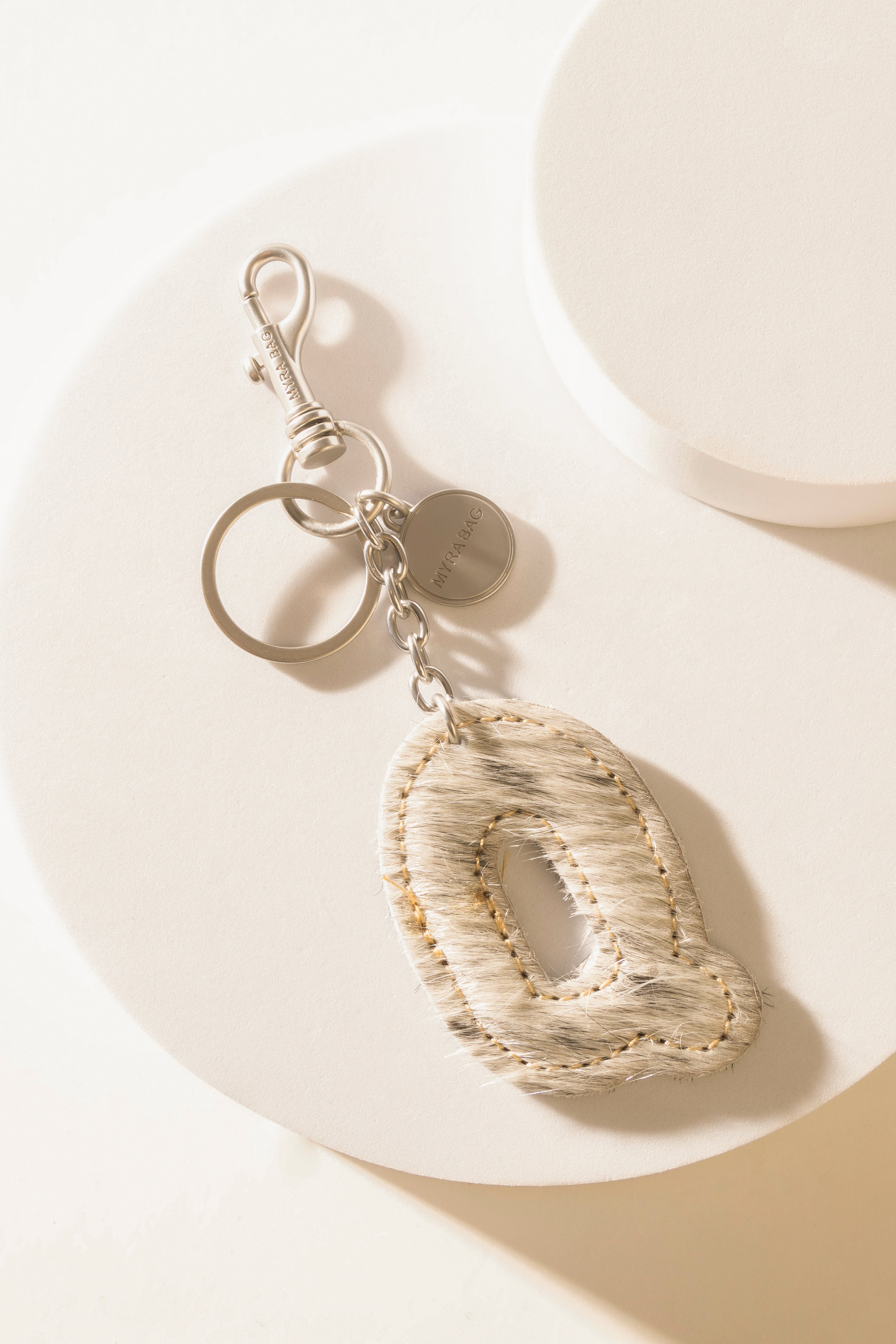 Alpha 'Q' Hairon Bag Charm in Black & White