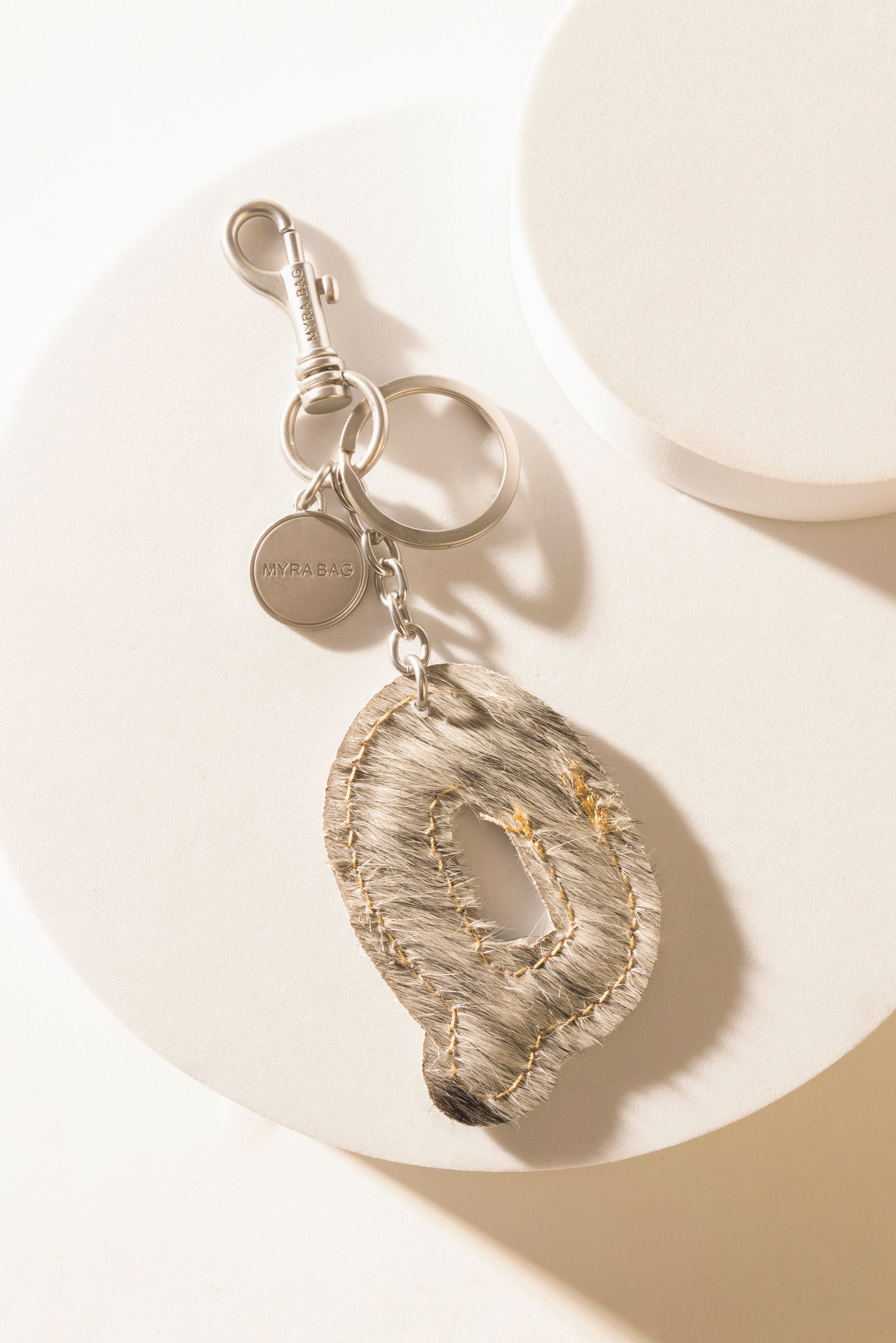 Alpha 'Q' Hairon Bag Charm in Black & White