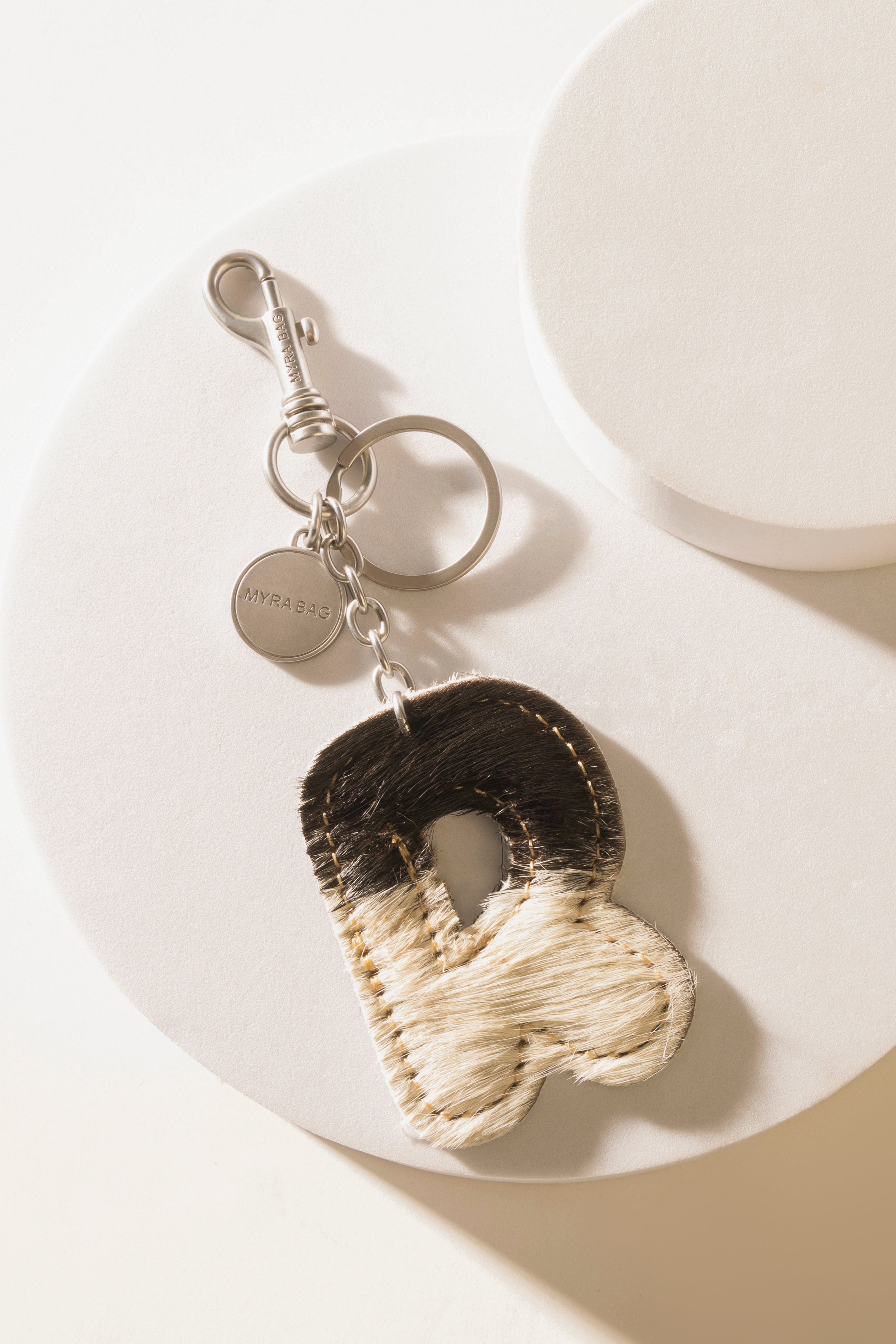 Alpha 'R' Hairon Bag Charm in Black & White