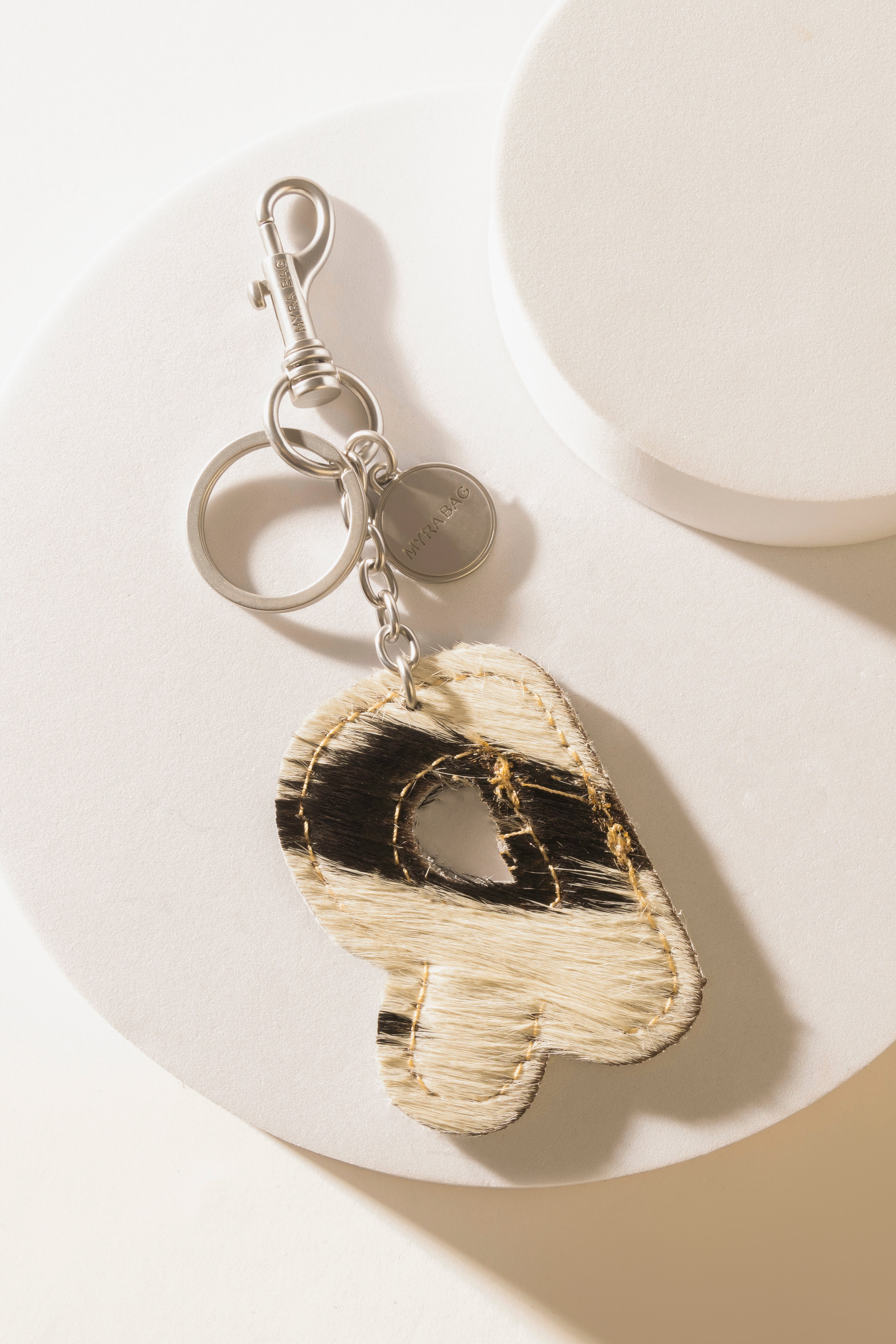 Alpha 'R' Hairon Bag Charm in Black & White