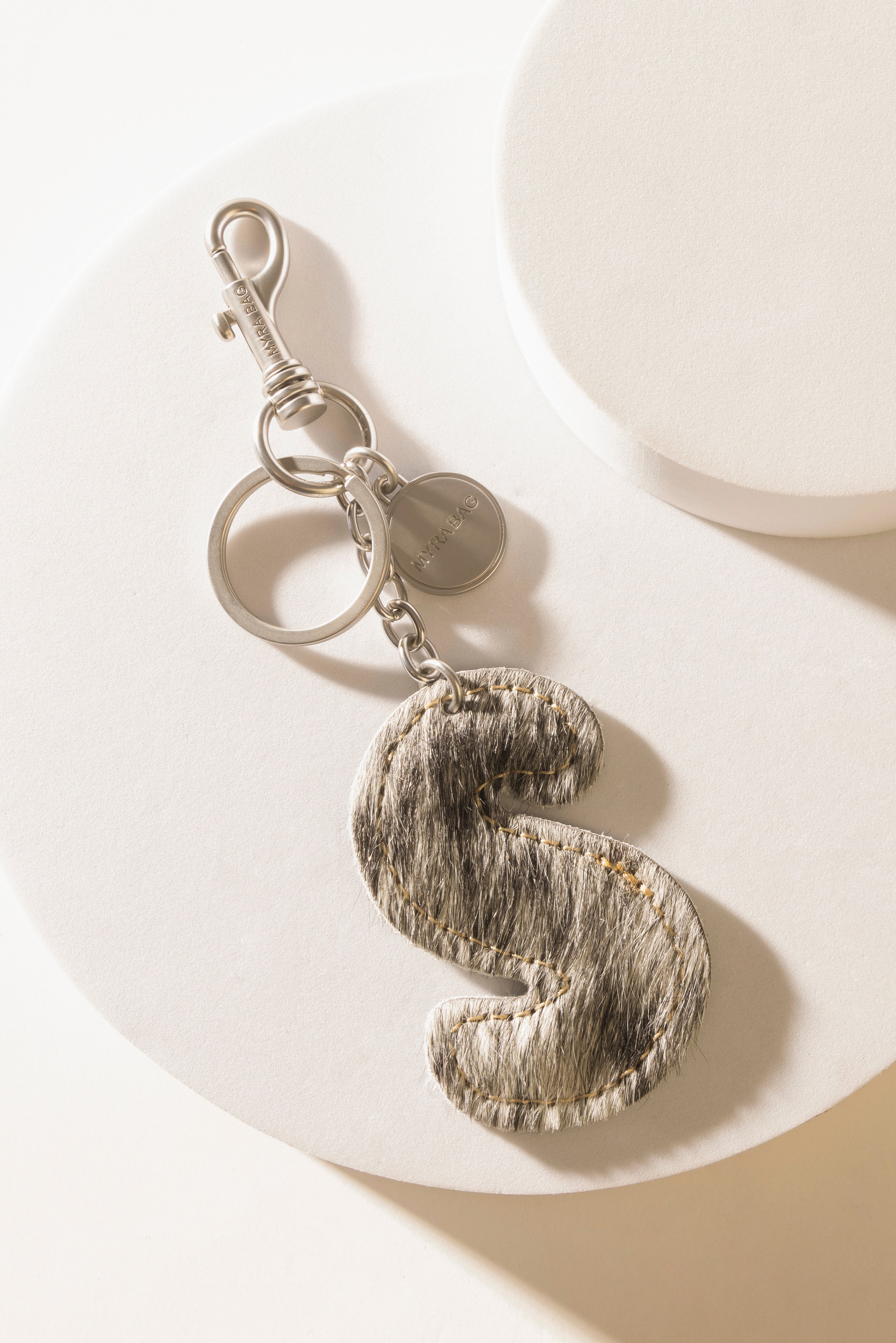 Alpha 'S' Hairon Bag Charm in Black & White