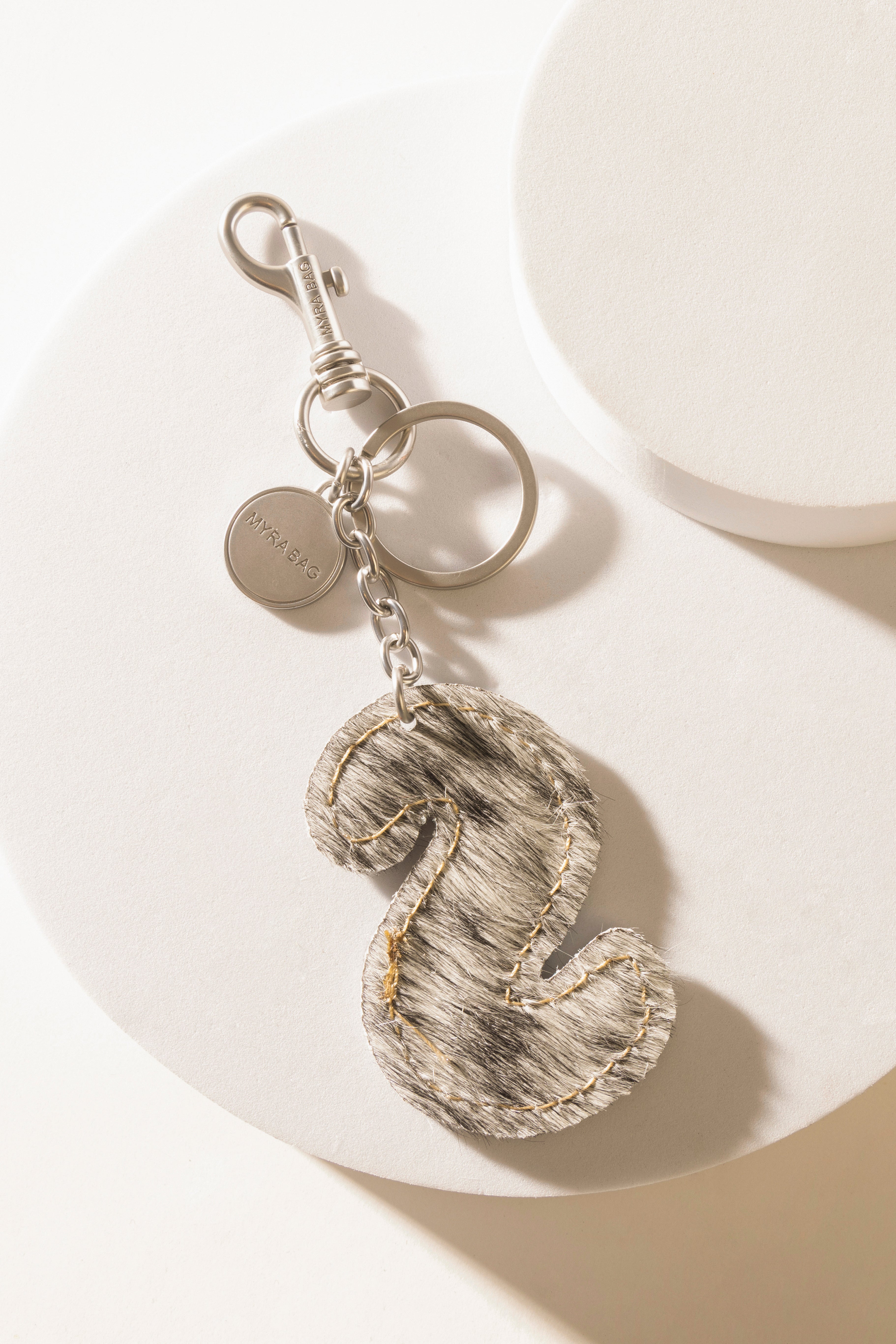 Alpha 'S' Hairon Bag Charm in Black & White