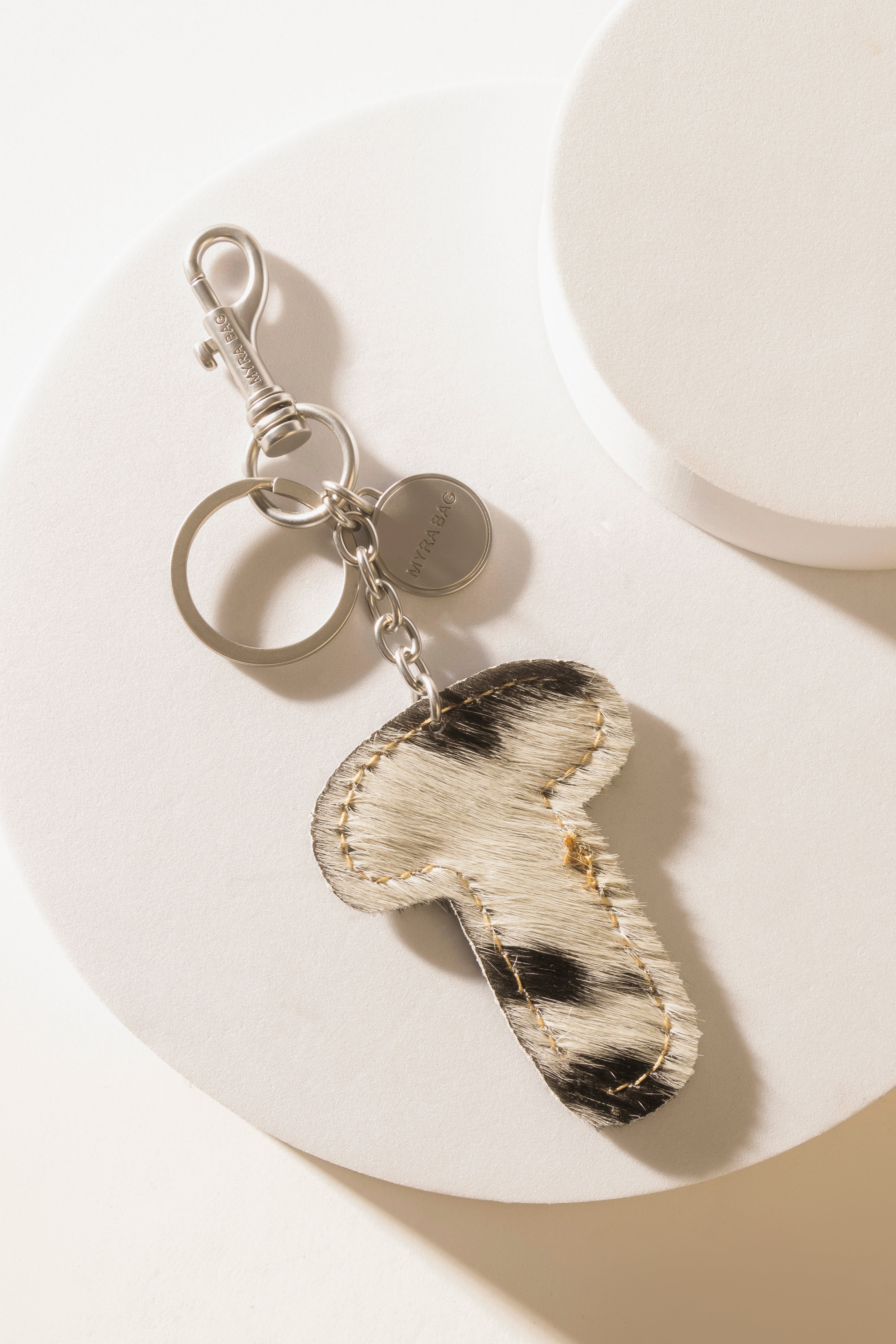 Alpha 'T' Hairon Bag Charm in Black & White