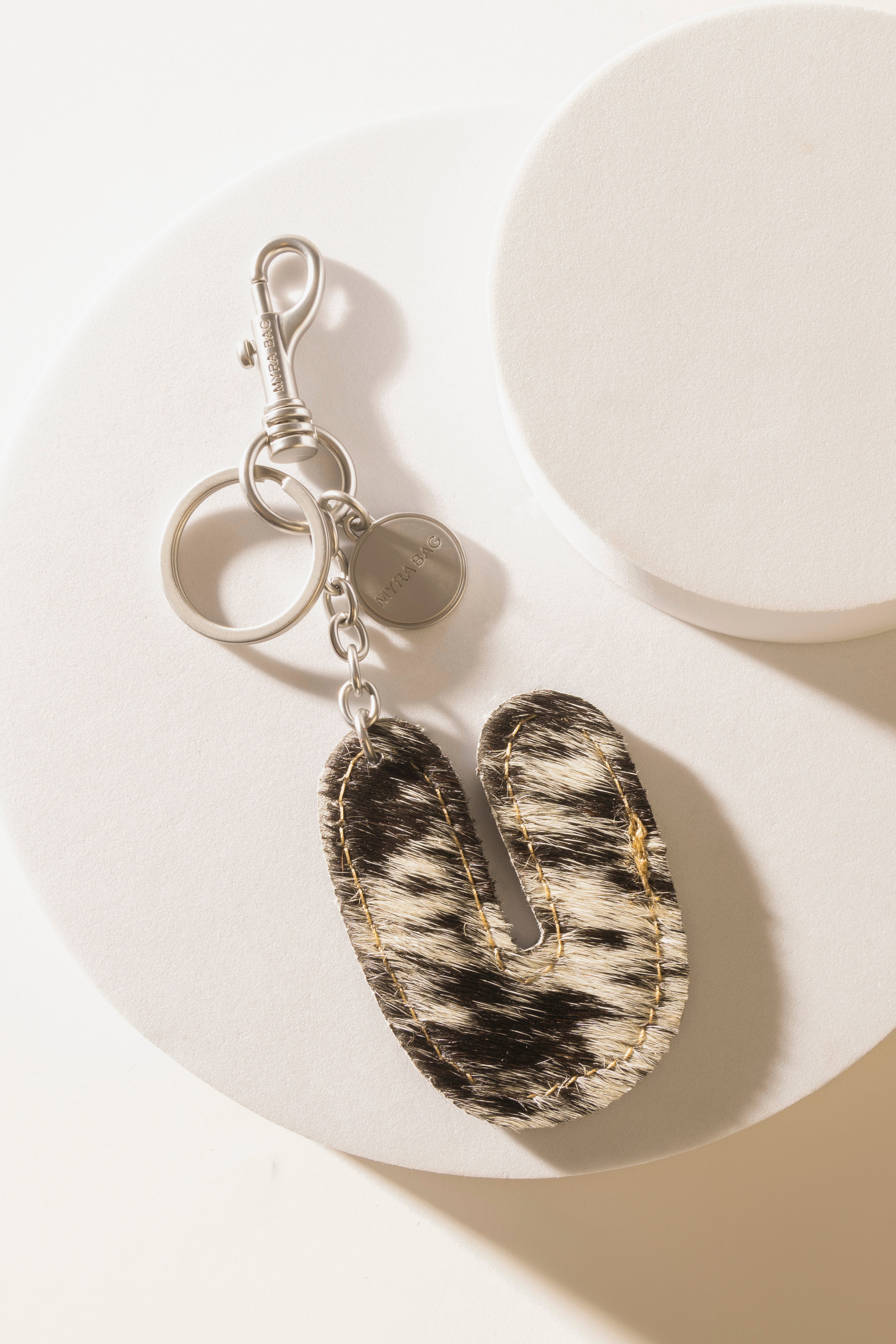 Alpha 'U' Hairon Bag Charm in Black & White