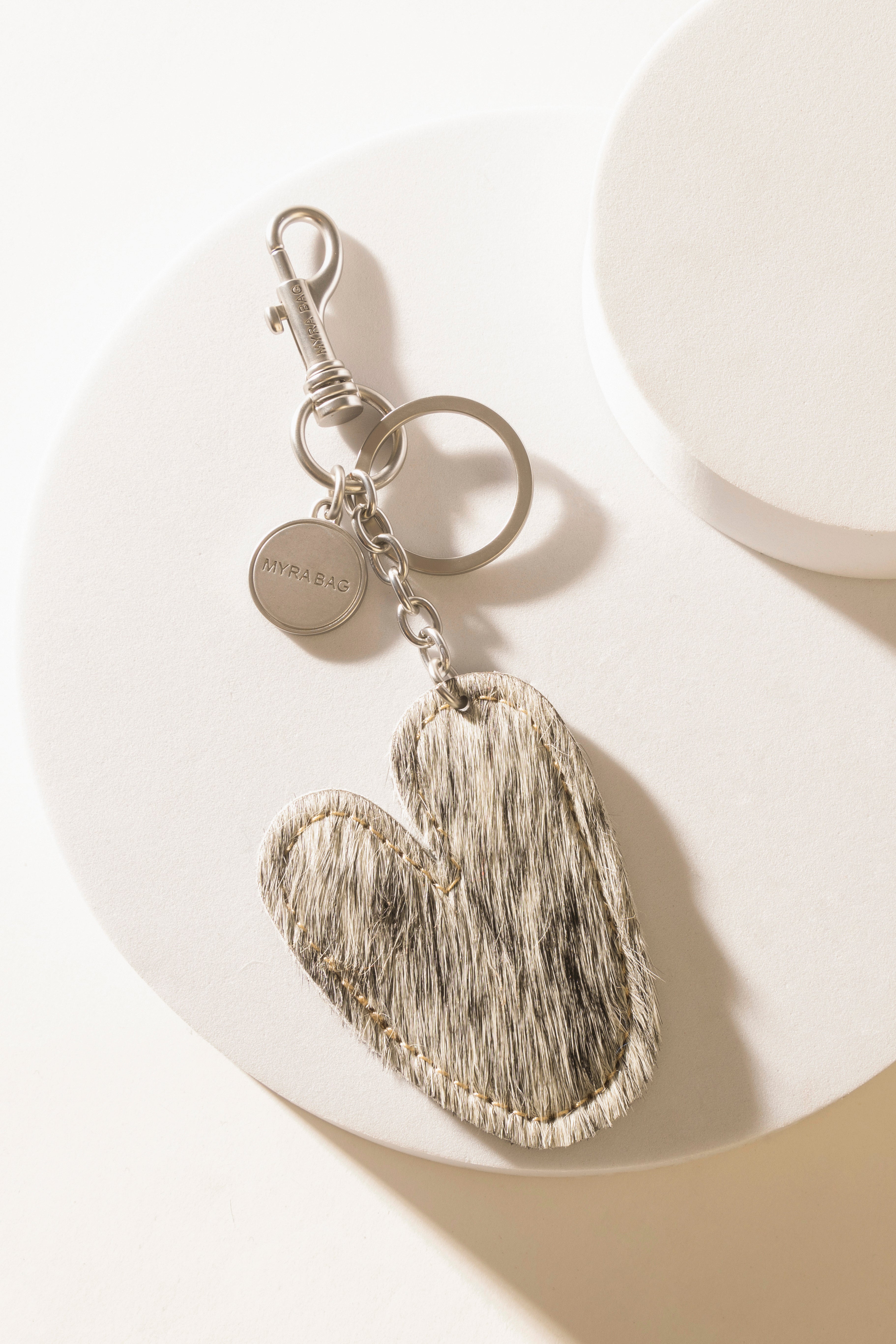 Alpha 'V' Hairon Bag Charm in Black & White