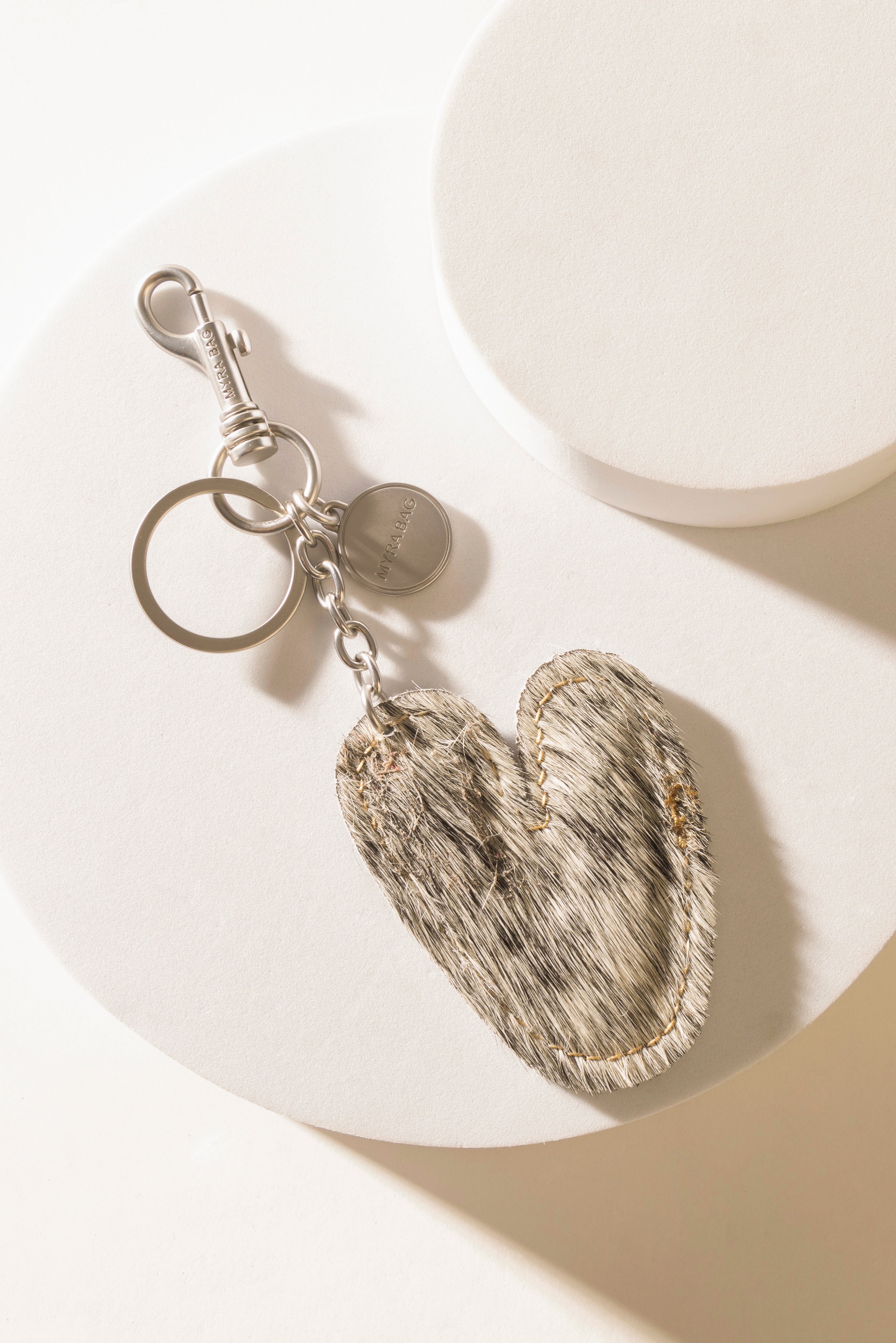 Alpha 'V' Hairon Bag Charm in Black & White