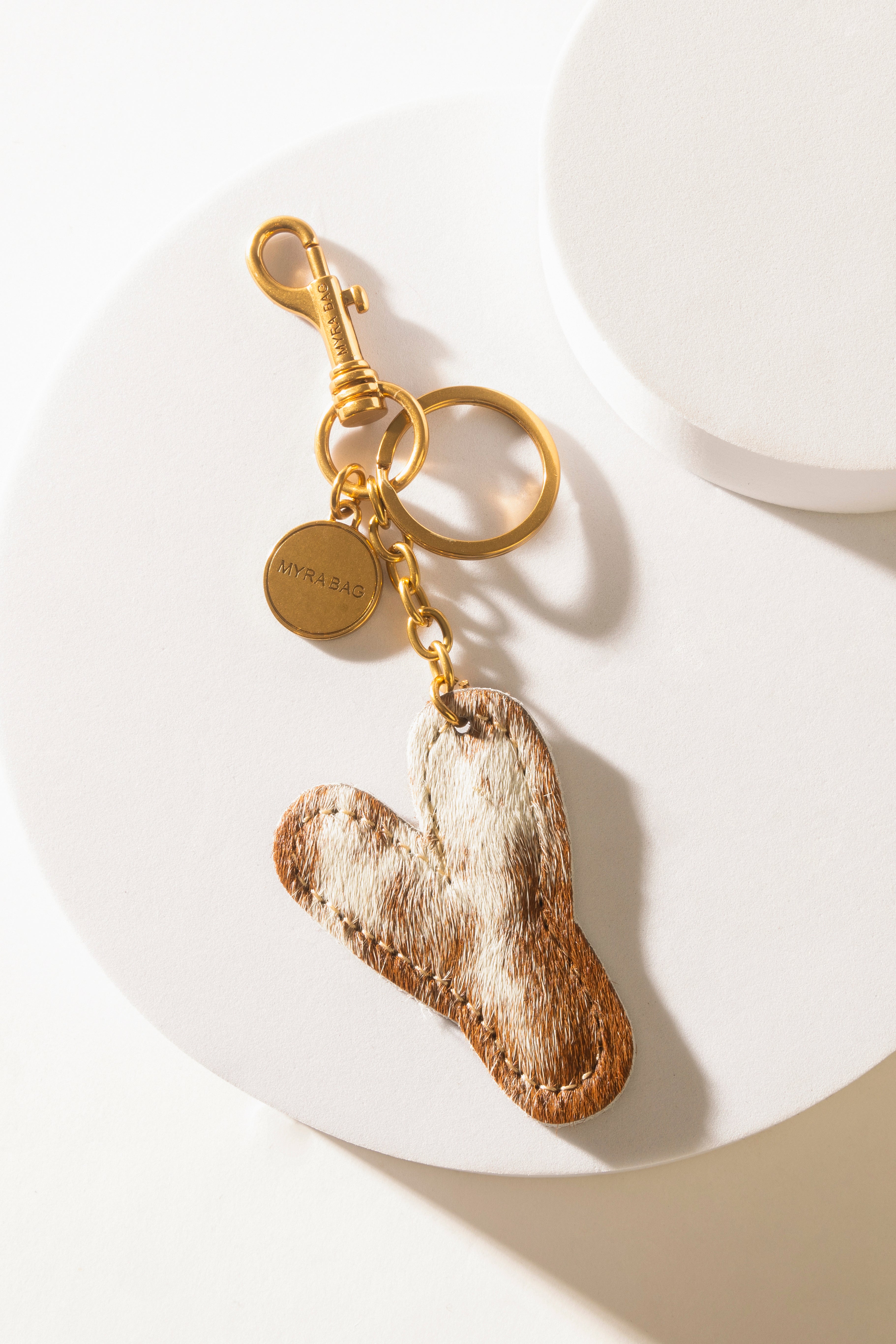 Alpha 'Y' Hairon Bag Charm in Brown & White