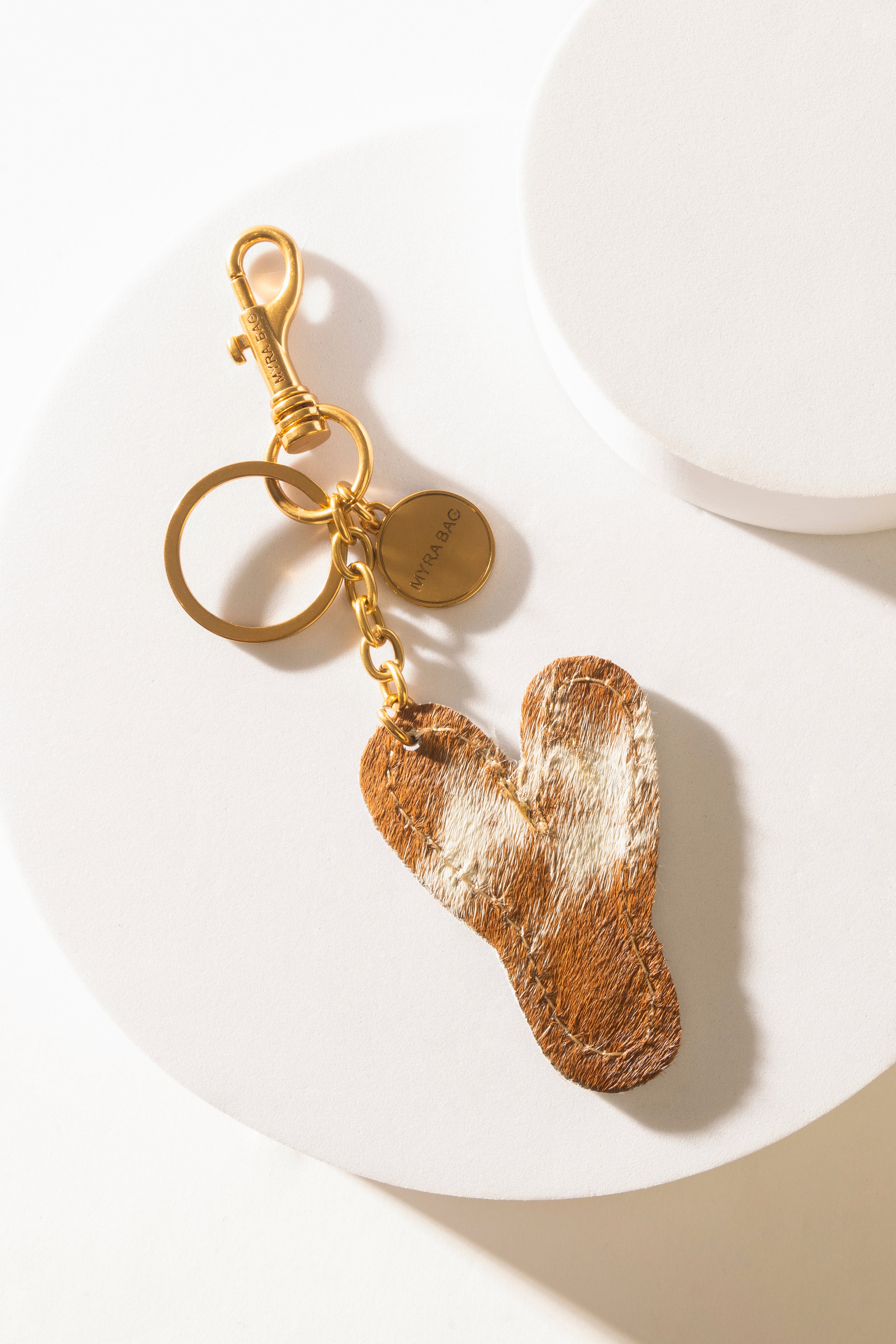Alpha 'Y' Hairon Bag Charm in Brown & White