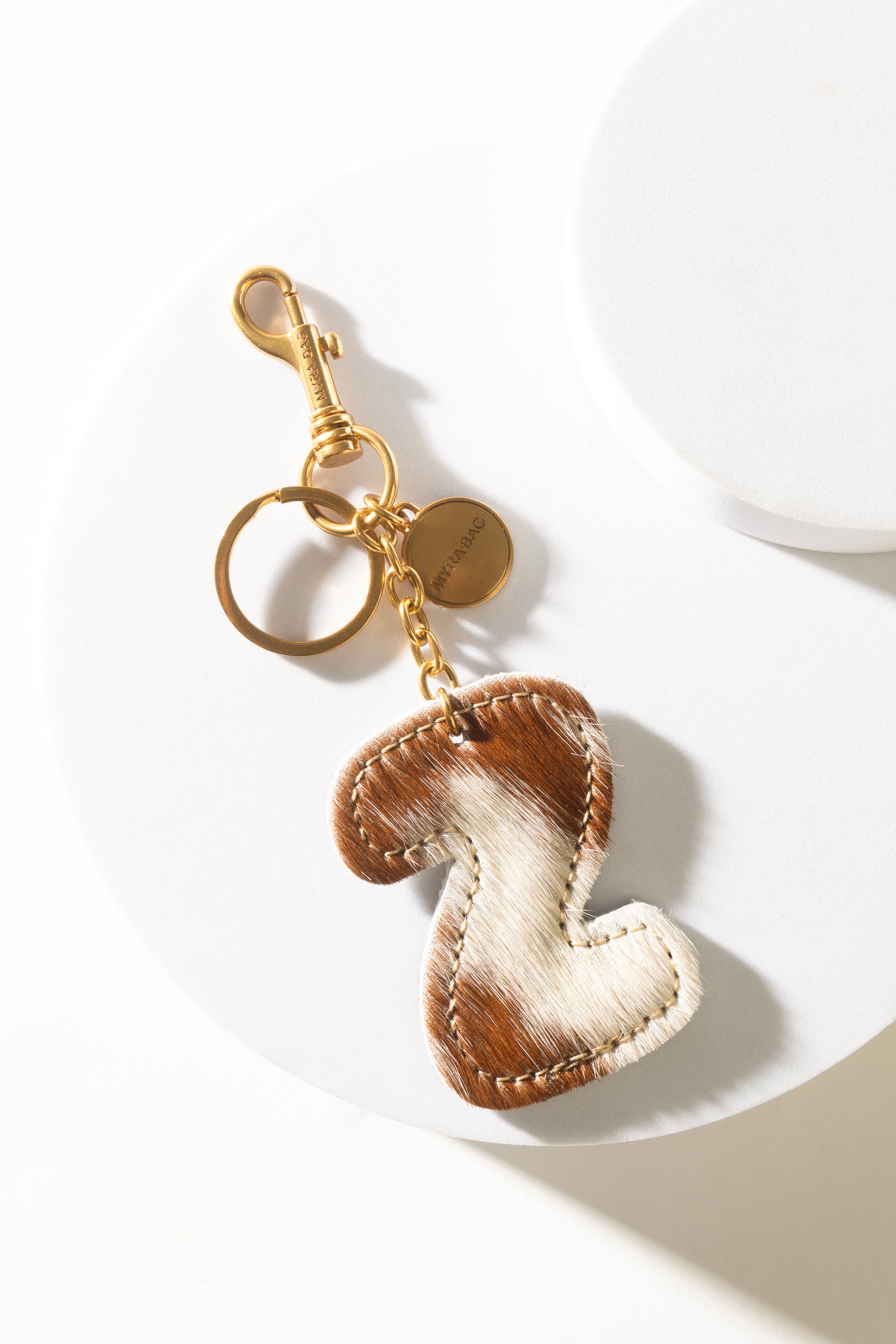 Alpha 'Z' Hairon Bag Charm in Brown & White
