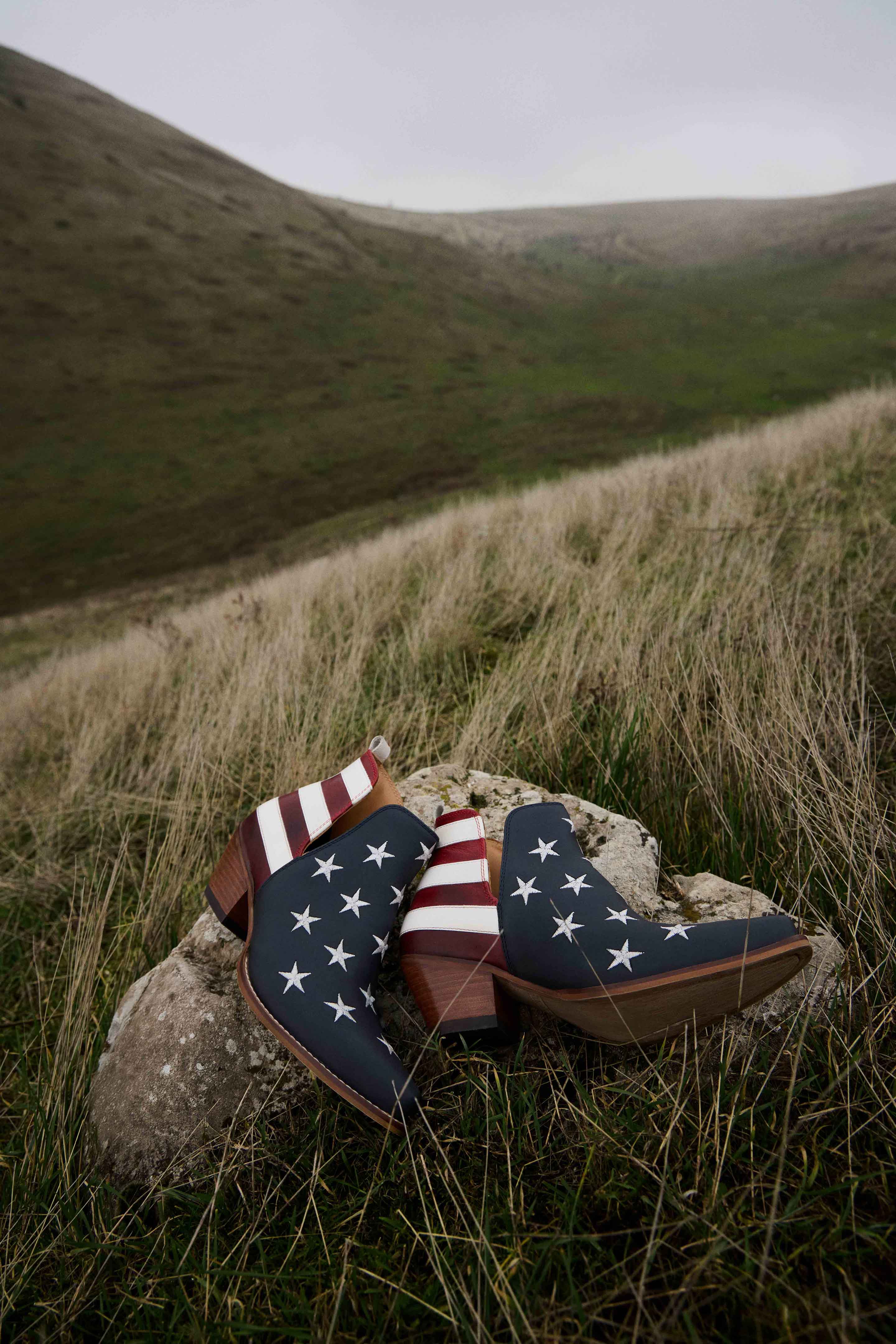 Liberty Star Leather Booties in Vintage Blue