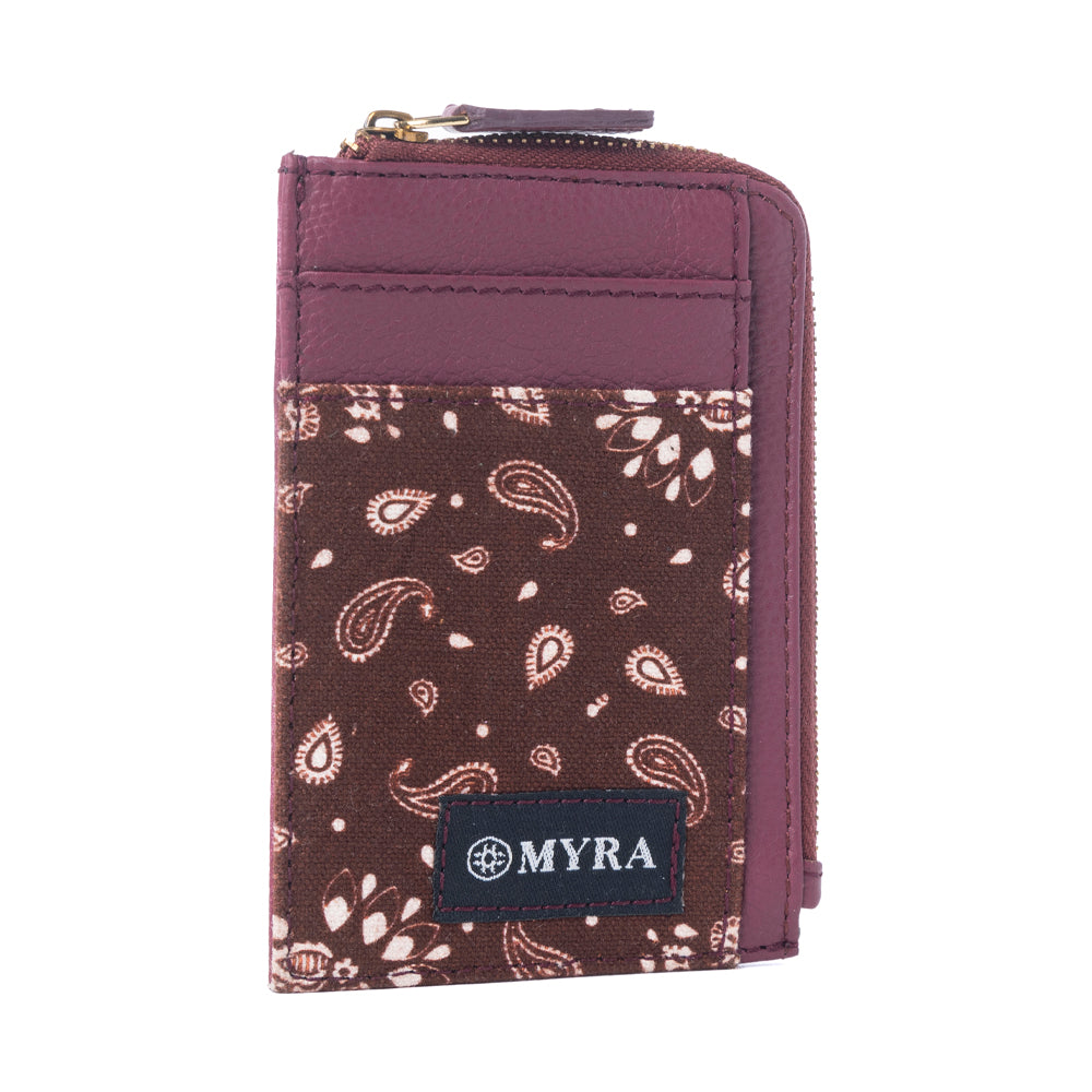 Red Rock Bloom Leather Credit Card Holder in Russet Plum