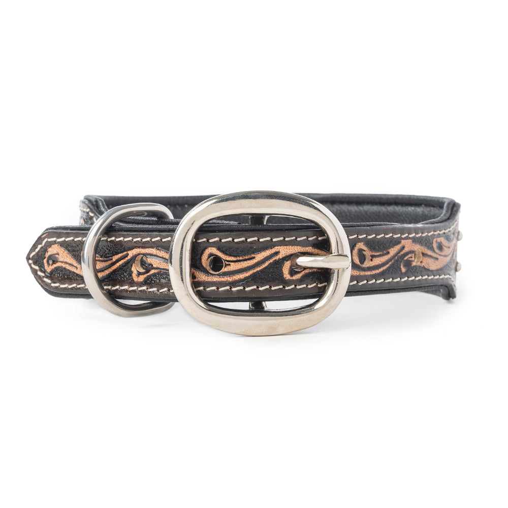 Midnight Canine Elegance Western Dog Collar in Black