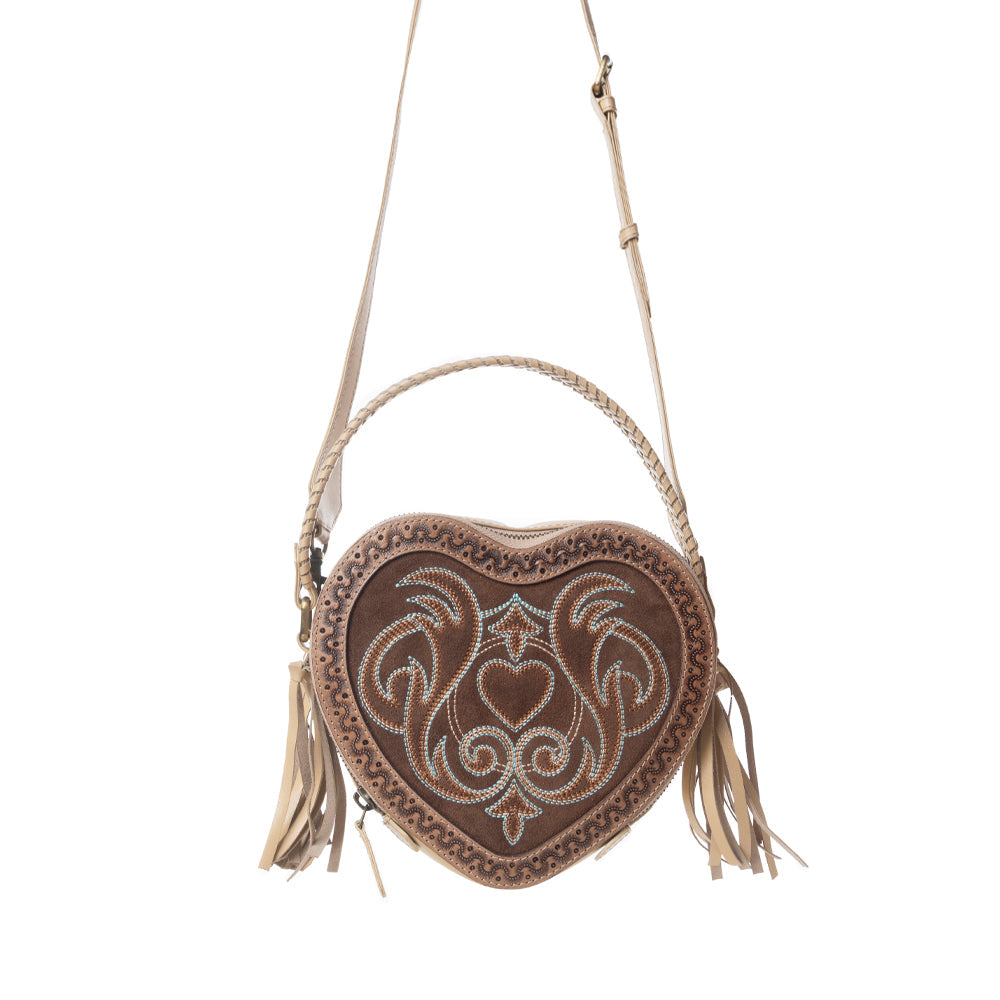 Myra Rodeo Romance Handtooled Leather Bag in Caramel Oak