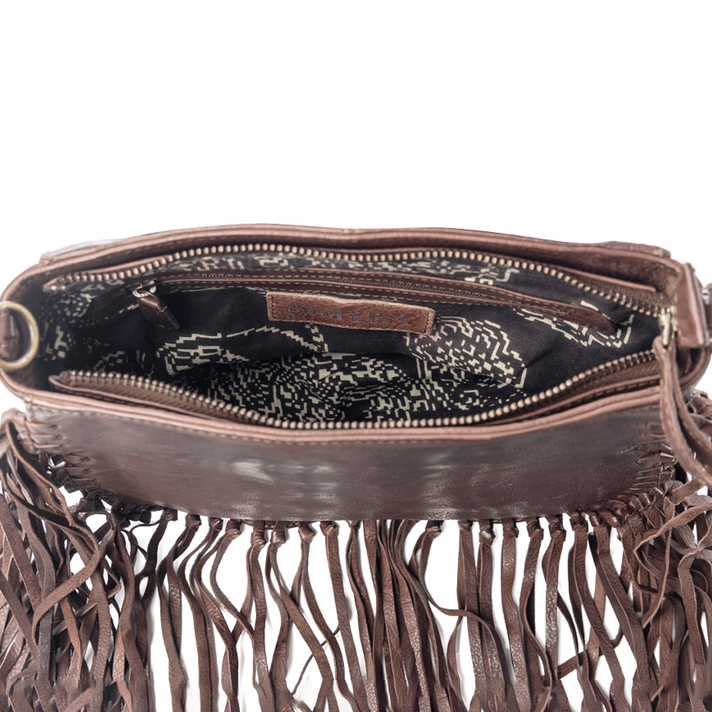 Festival Ember Studded Leather Bag with Fringes Variant Combo
