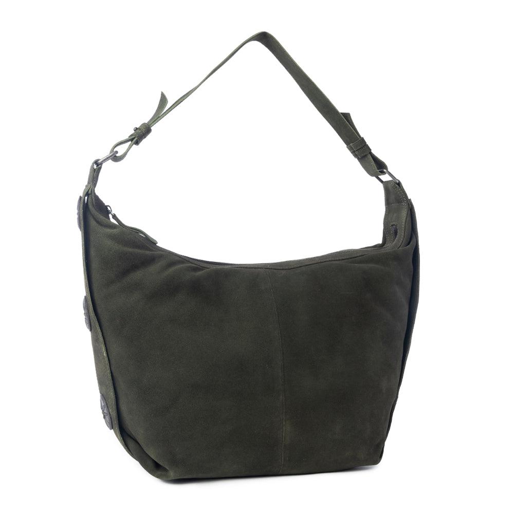 Hunter’s Grove Suede Leather Shoulder Bag in Ranch Olive