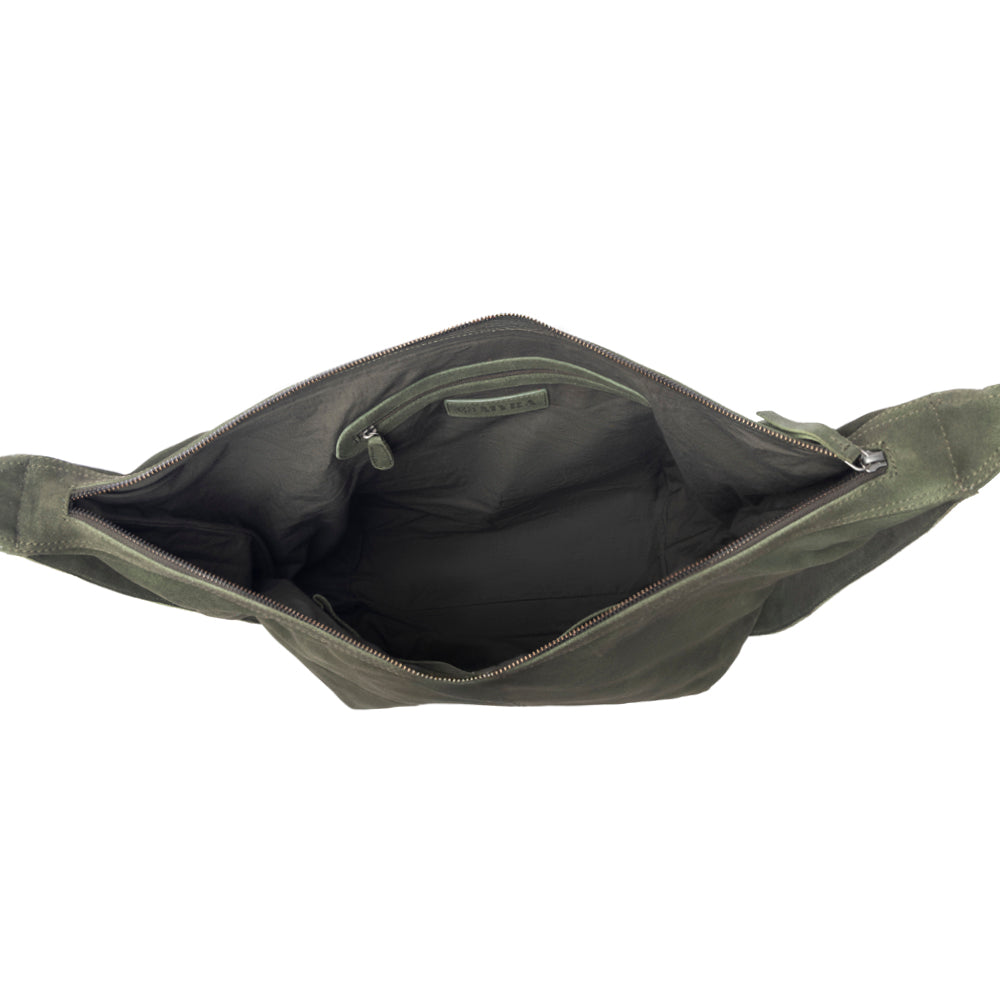 Hunter’s Grove Suede Leather Shoulder Bag in Ranch Olive