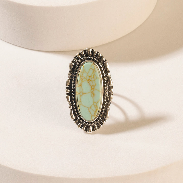 Spirit Halo Turquoise Stone Ring in Vintage Teal