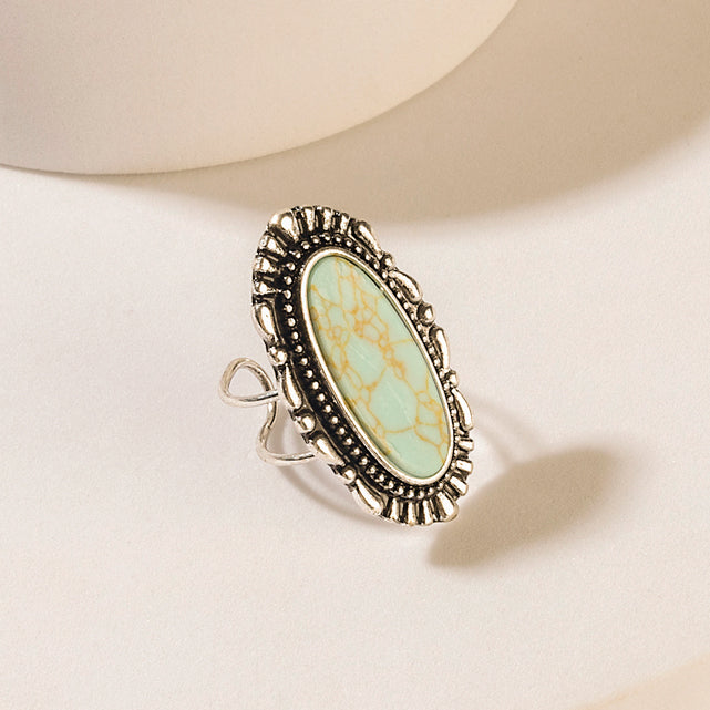 Spirit Halo Turquoise Stone Ring in Vintage Teal