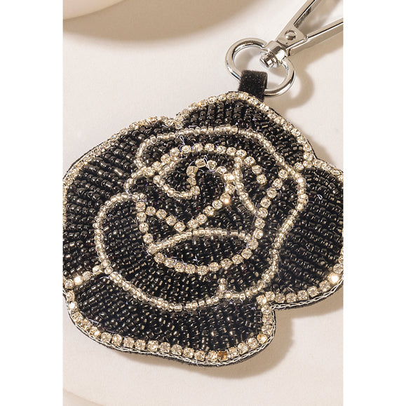 Rebel Rose Keychain in Midnight Noir