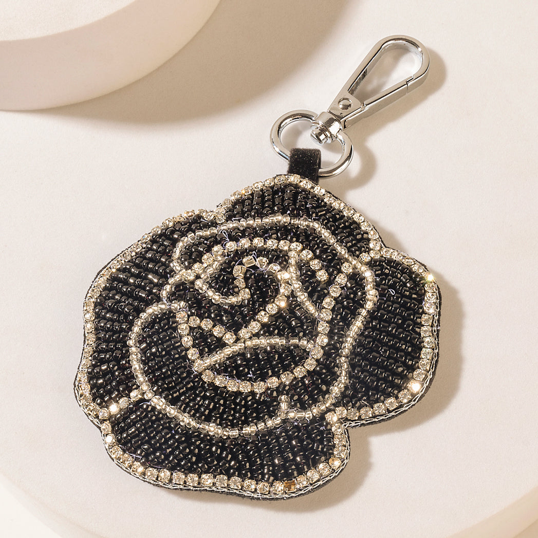 Rebel Rose Keychain in Midnight Noir