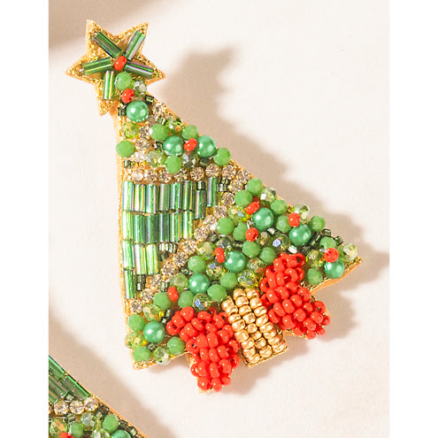 Starry Noel Charm Earrings in Pine Green