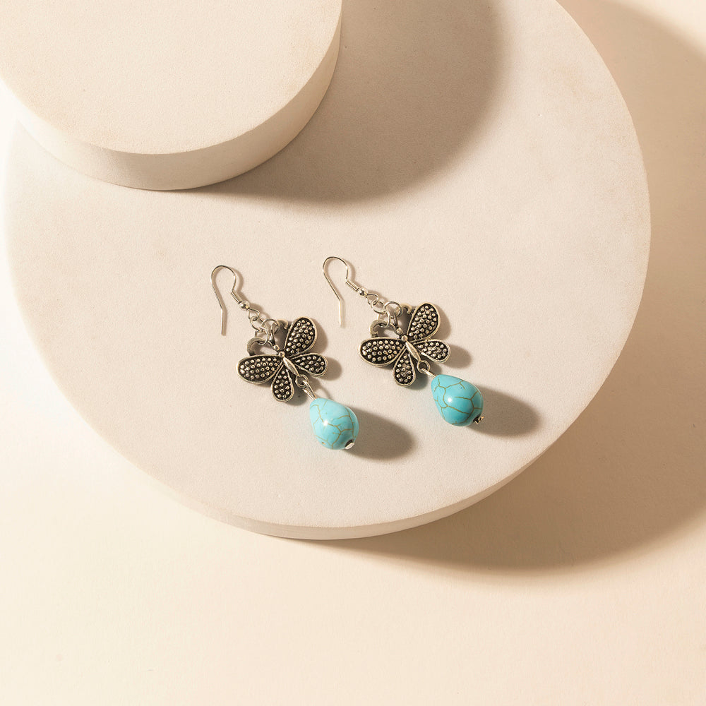 Flutter Hearts Teardrop Earrings in Breezy Teal