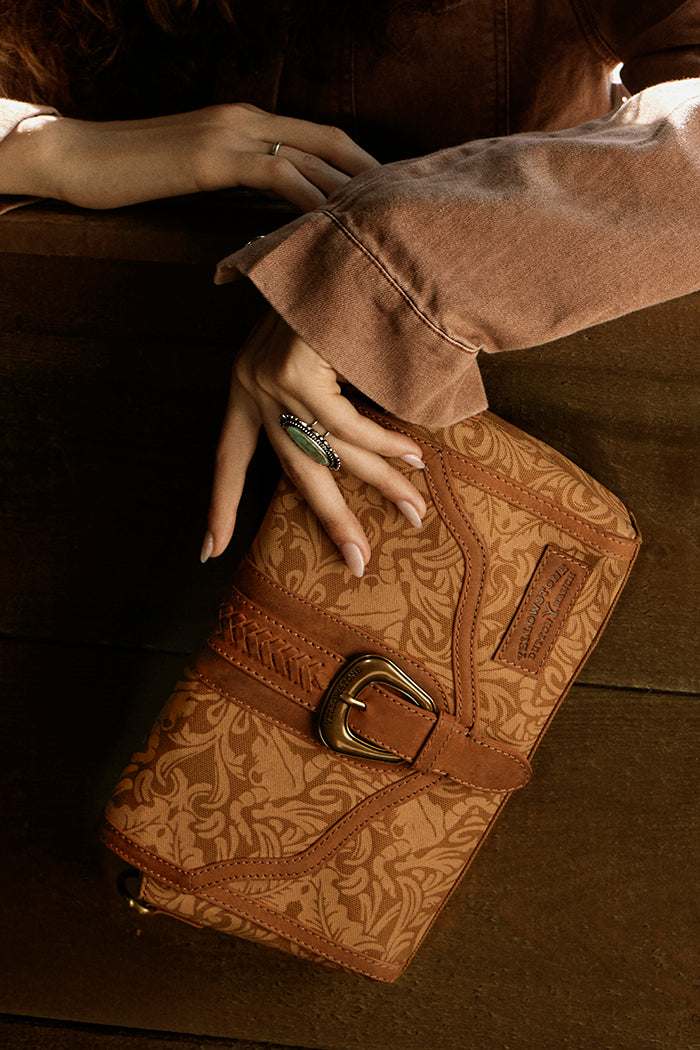 Yellowstone Maverick Sky Crossbody with Buckle in Amber