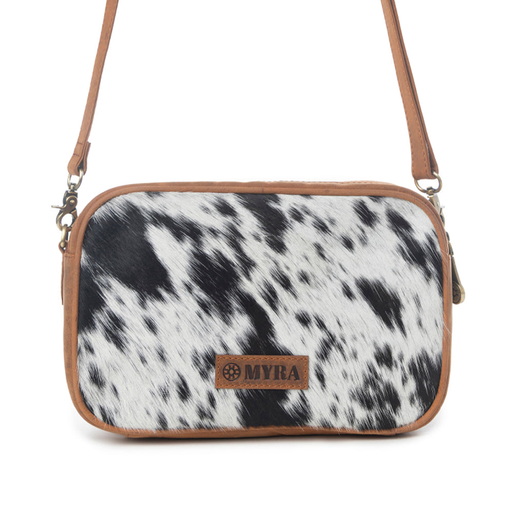 Myra Spade Valley Hairon Leather Bag in Brindle Brown