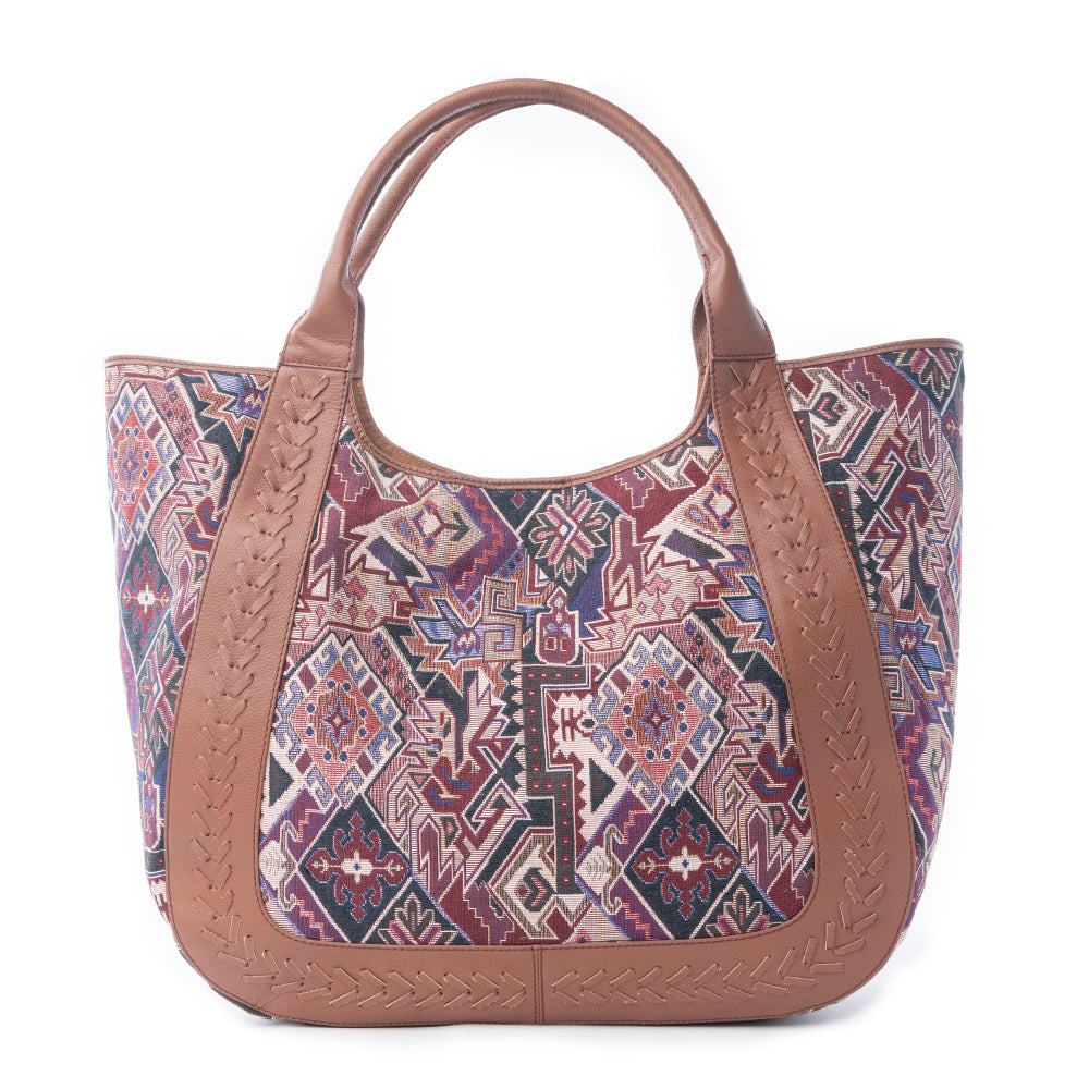 Savannah Moon Jacquard Tote Bag in Plum Shadow
