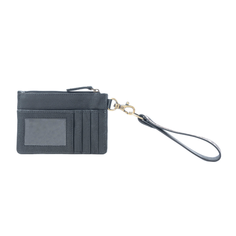 Navajo Sky Handtooled Hairon Leather Card Holder in Antique Brown