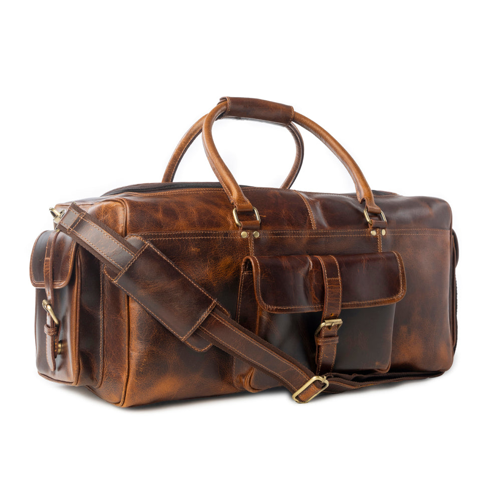Dakota Voyager Leather Traveller Bag in Smoked Walnut