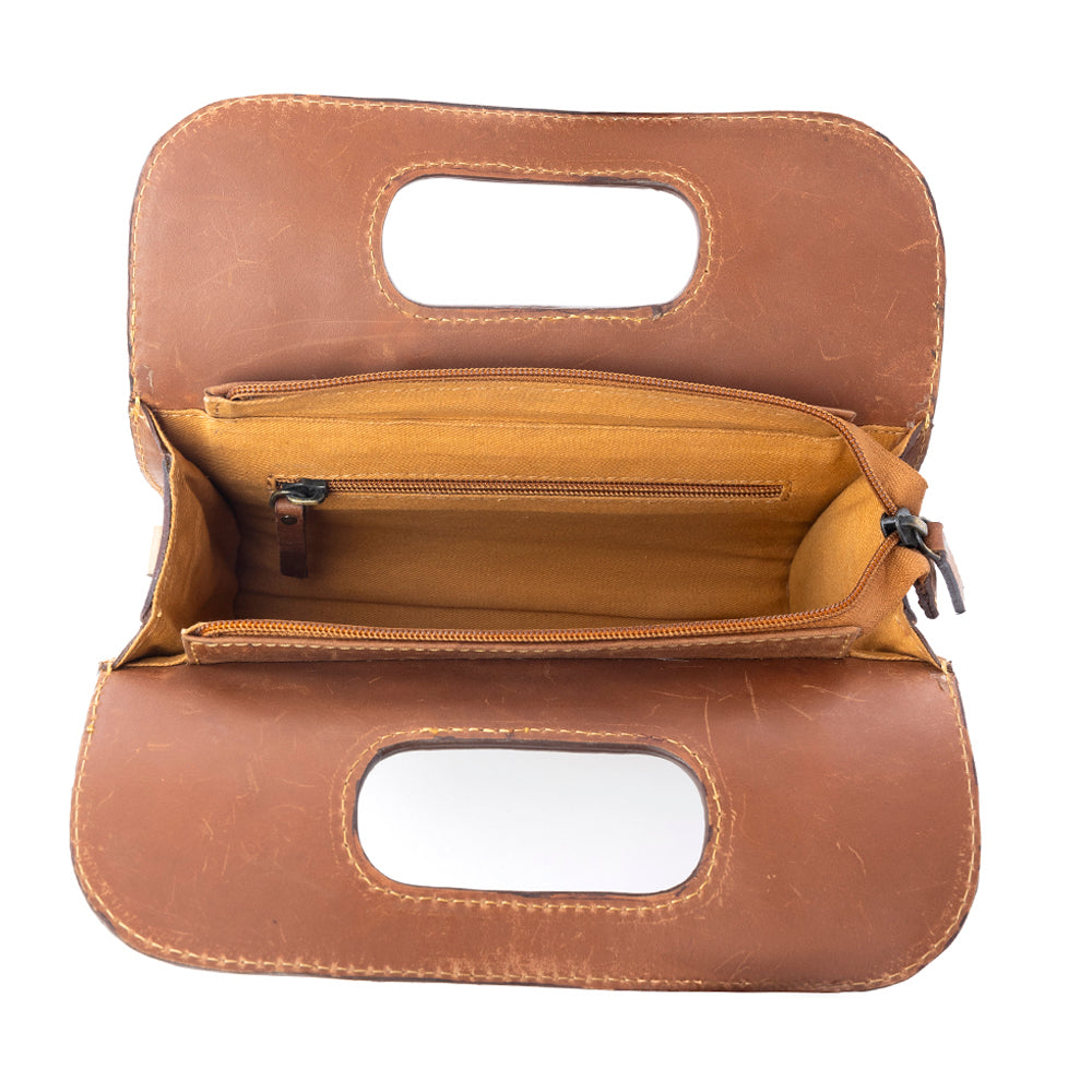 Spirit Bloom Handtooled Leather Bag in Aged Mahogany