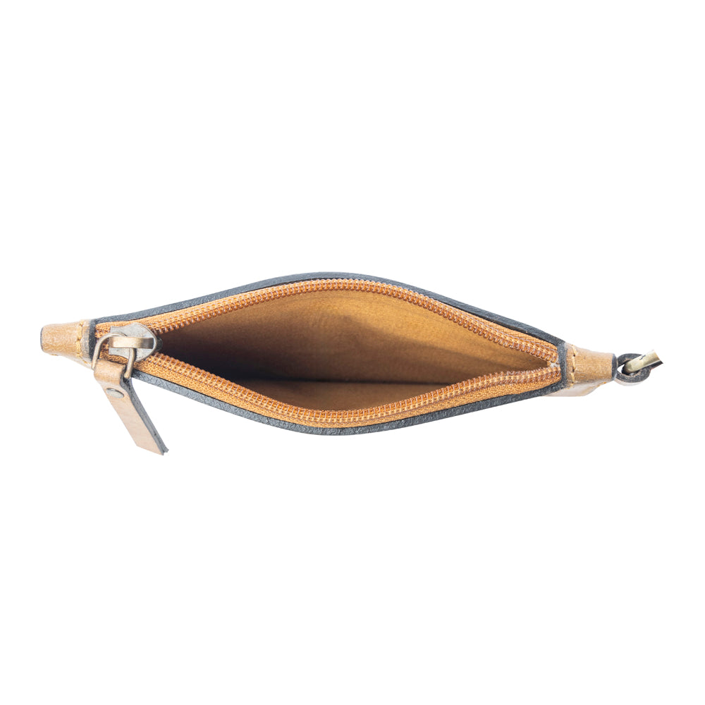 Sierra Scroll Handtooled Card Holder in Bronco Umber