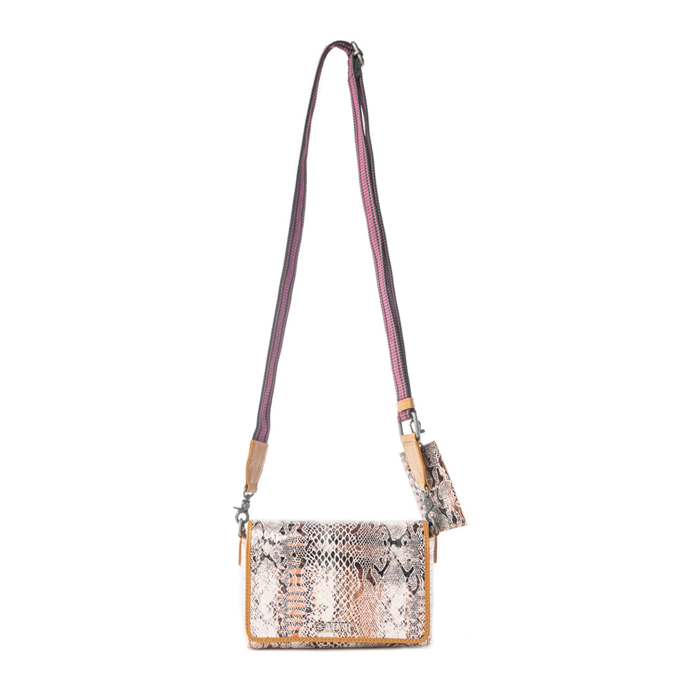 Elysian Charm Leather Shoulder Bag in Onyx Snake Print