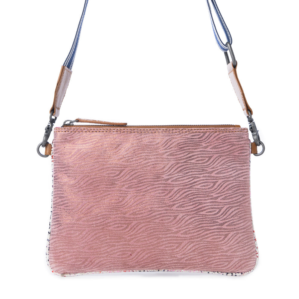 Rosette Trail Leather Bag in Mauve Snake Print