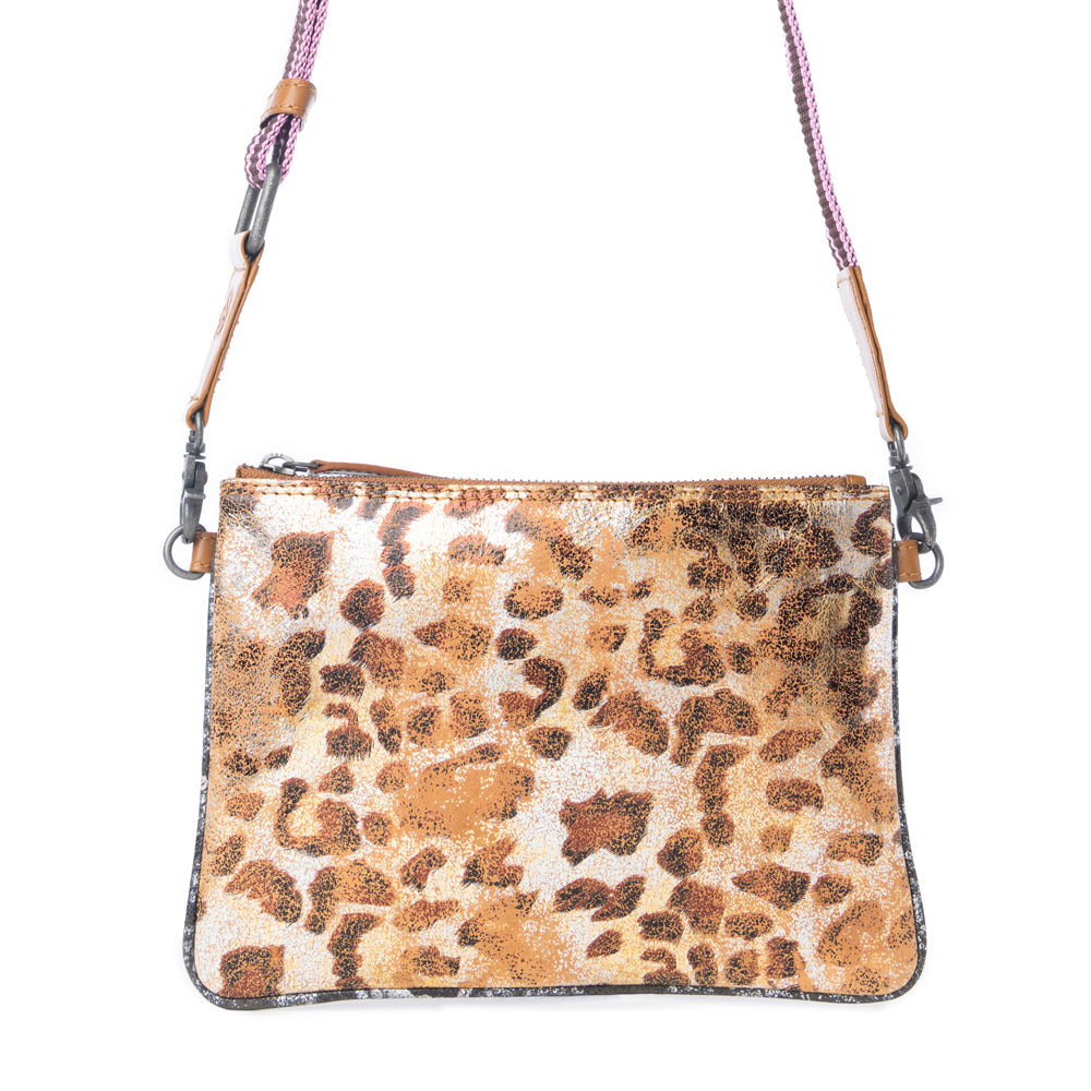 Safari Dawn Leather Bag in Golden Snake Print
