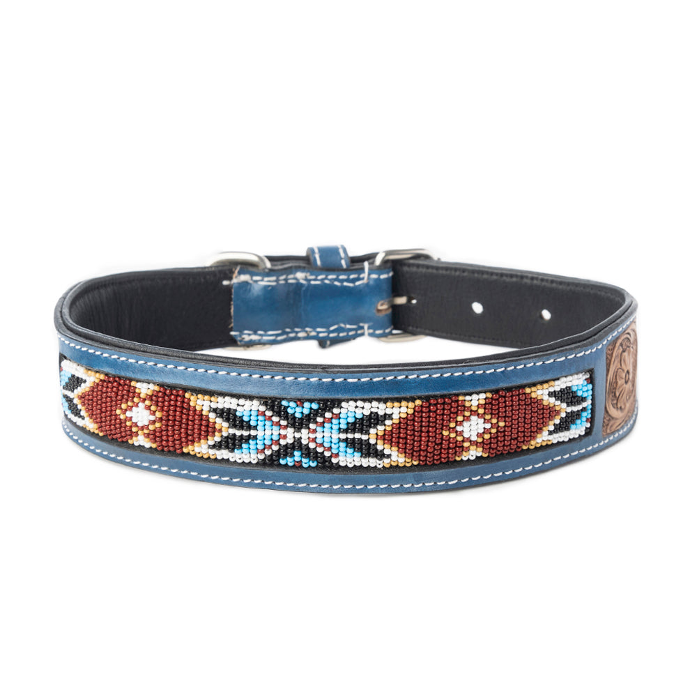 Running Free Beaded Heritage Dog Collar in Brown