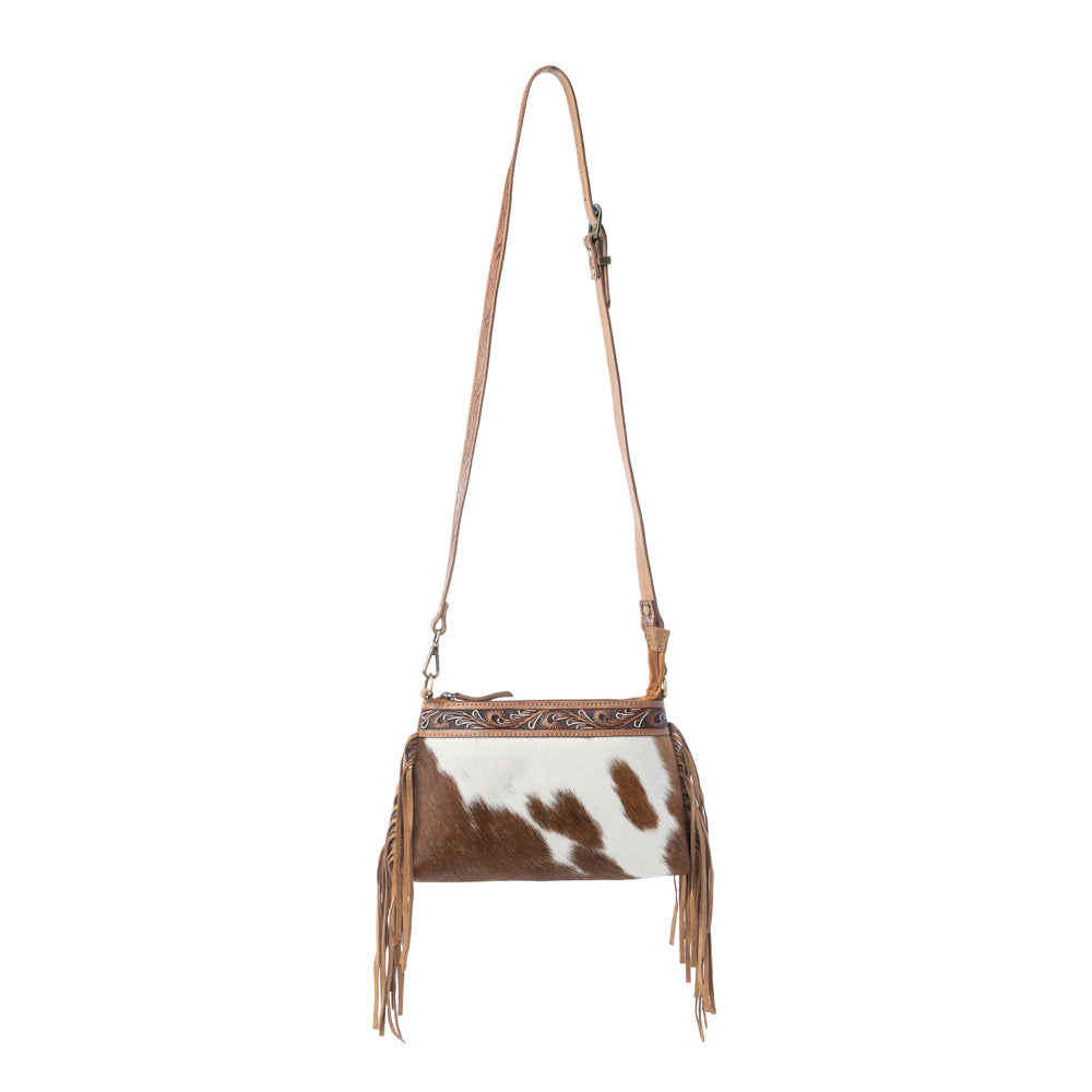 Wild Mirage Hairon Leather Bag with Fringes in Ivory Range