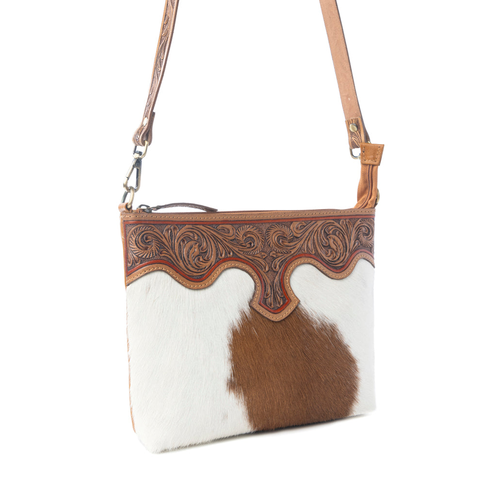 Sienna Grace Handtooled Hairon Leather Bag in Western Copper
