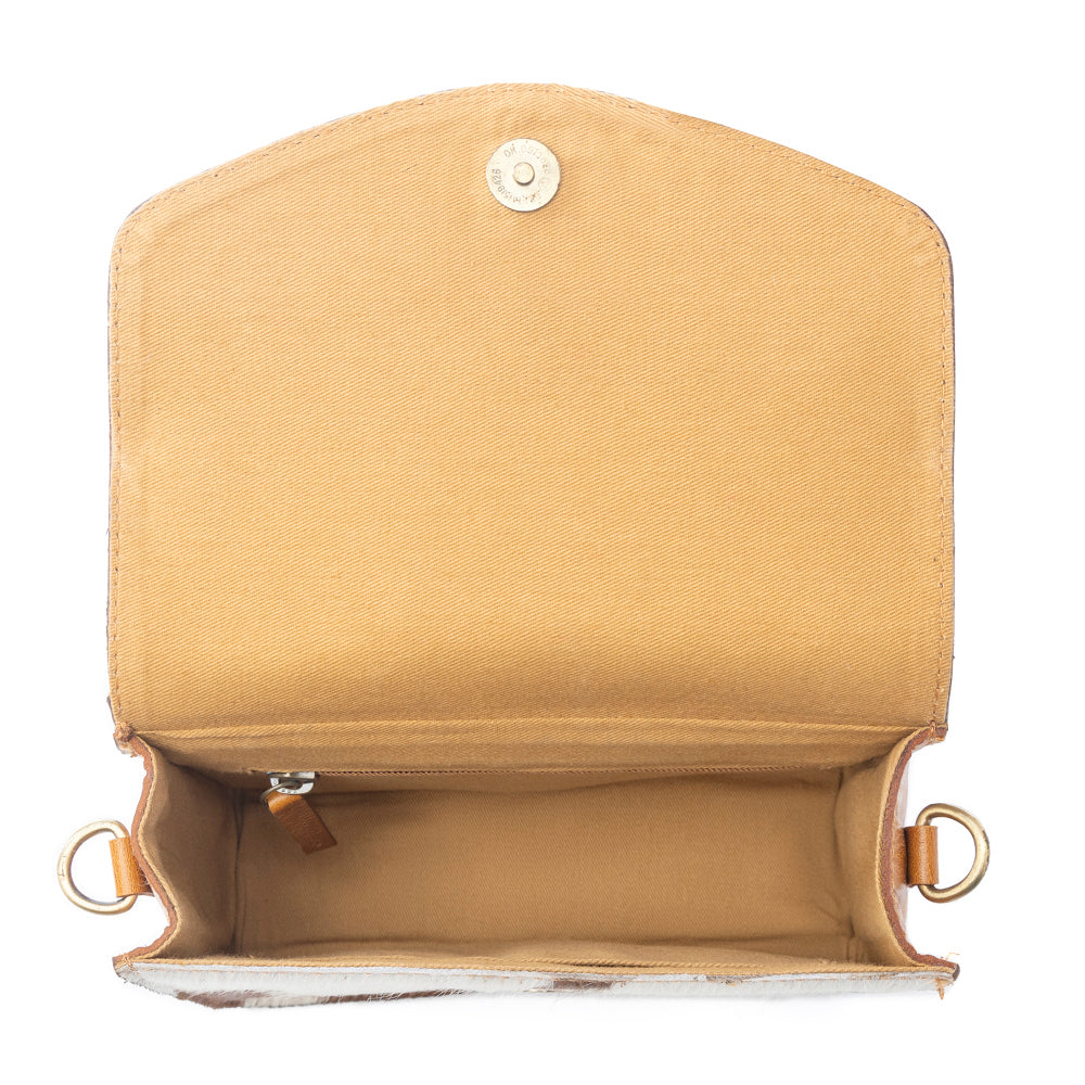 Bridle Blossom Handtooled Hairon Leather Bag in Amber Carve