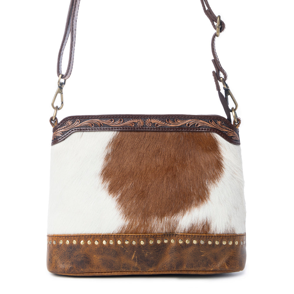 Prairie Forge Studded Hairon Leather Bag in Rodeo Brown