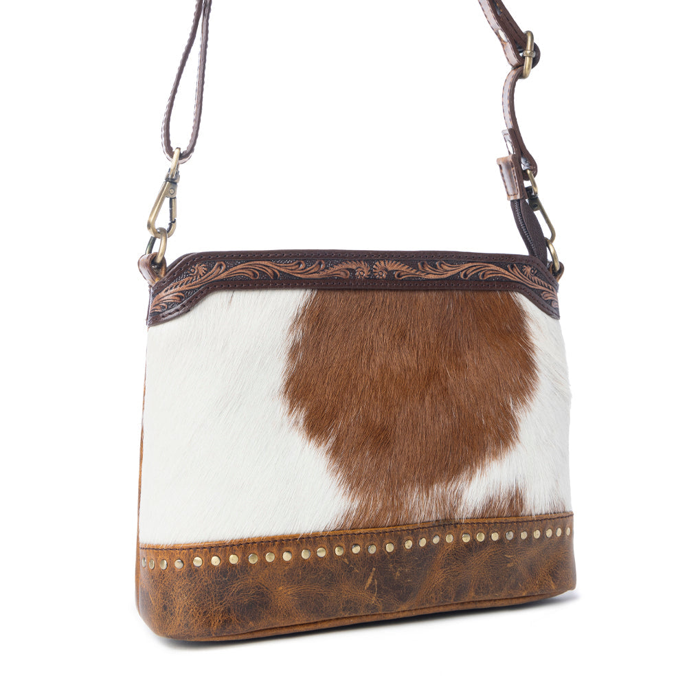 Prairie Forge Studded Hairon Leather Bag in Rodeo Brown